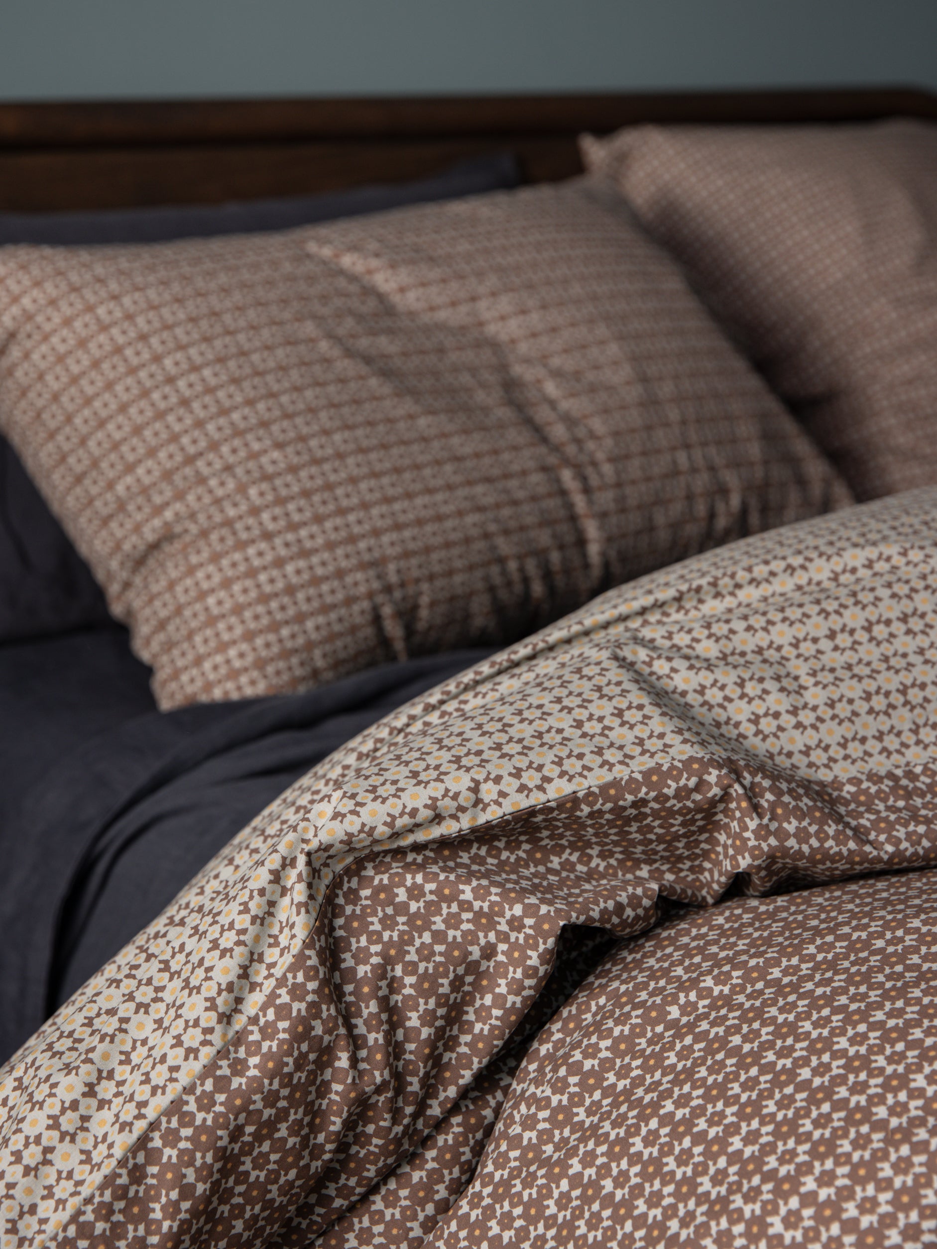 Porto Organic Cotton Duvet Cover Cocoa/Miso / Queen