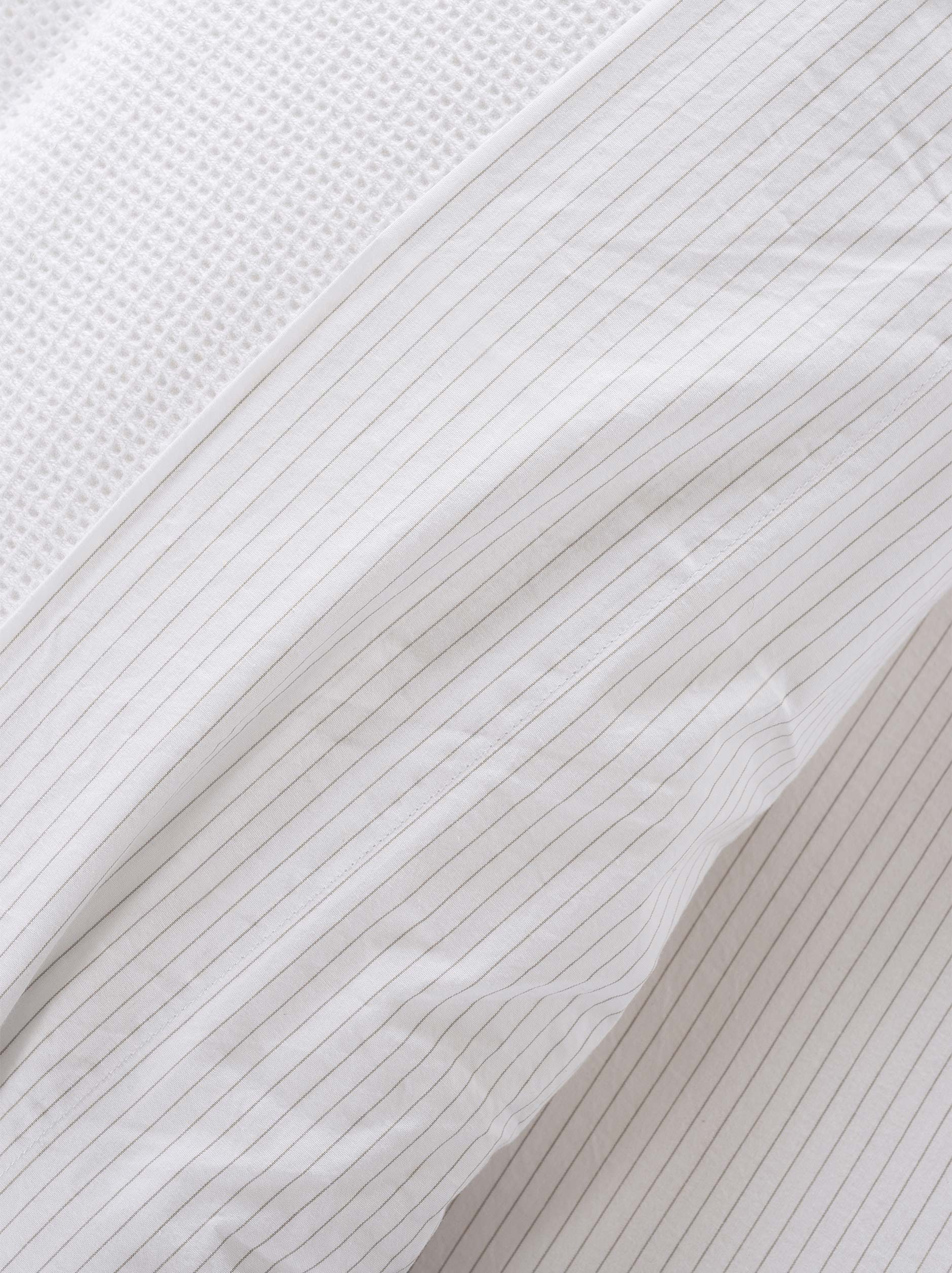 Pinstripe Organic Cotton Flat Sheet White/Grey / Queen