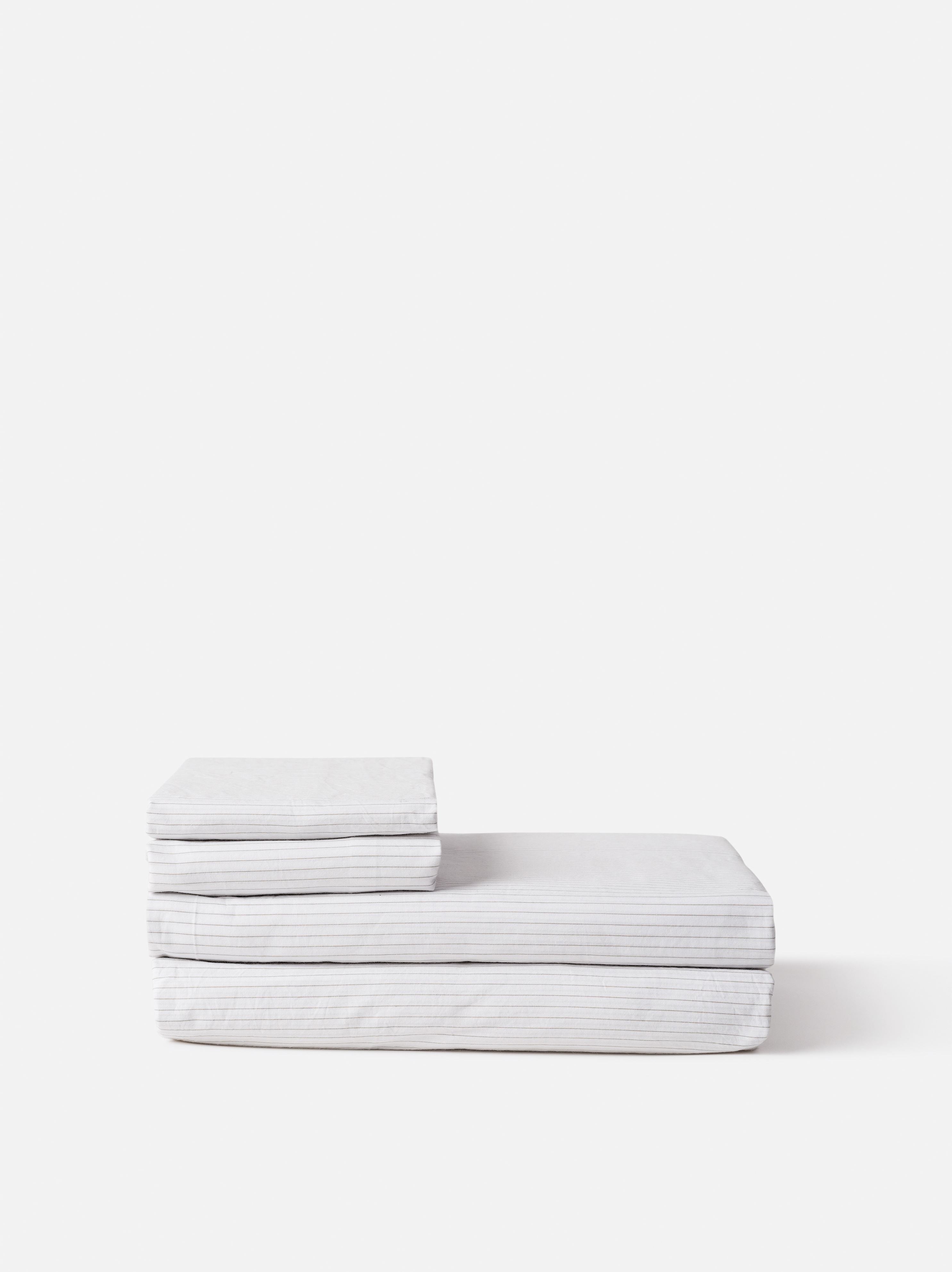 Pinstripe Organic Cotton Flat Sheet White/Grey / Super King