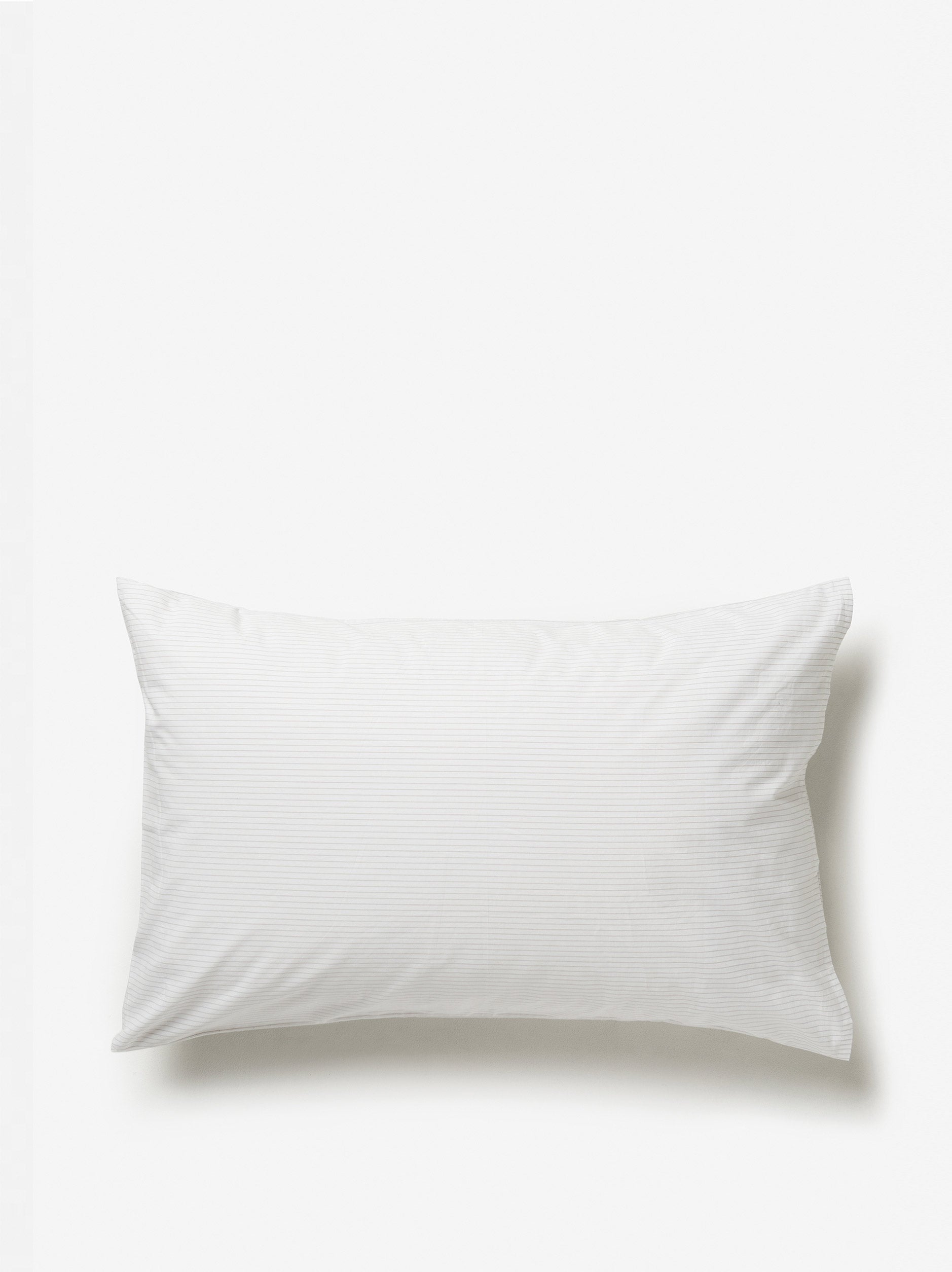 Pinstripe Organic Cotton Pillowcase PR White/Grey / Pillowcase Pair