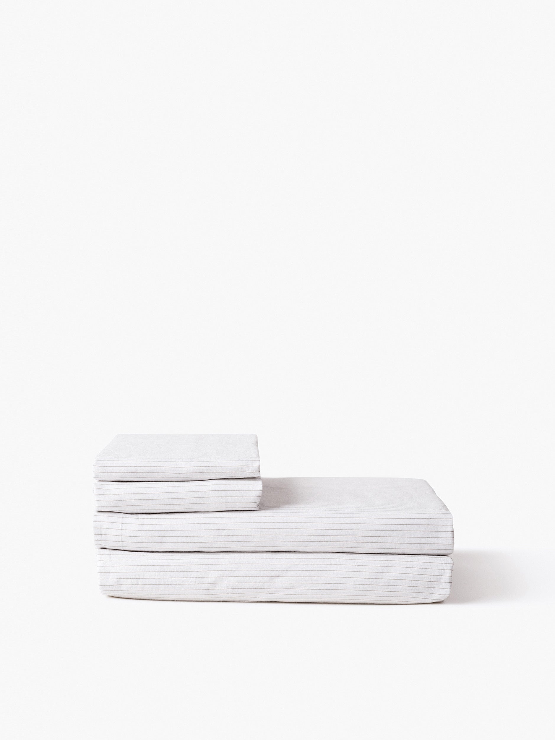 Pinstripe Organic Cotton Fitted Sheet White/Grey / Queen