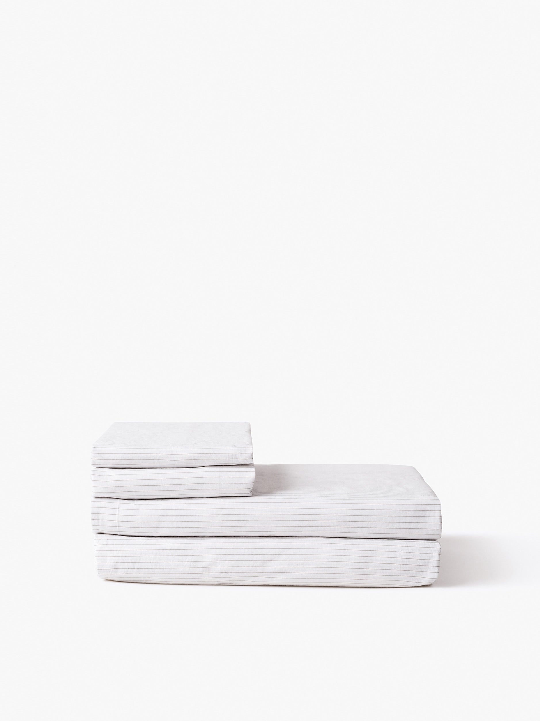 Pinstripe Organic Cotton Fitted Sheet White/Grey / Single