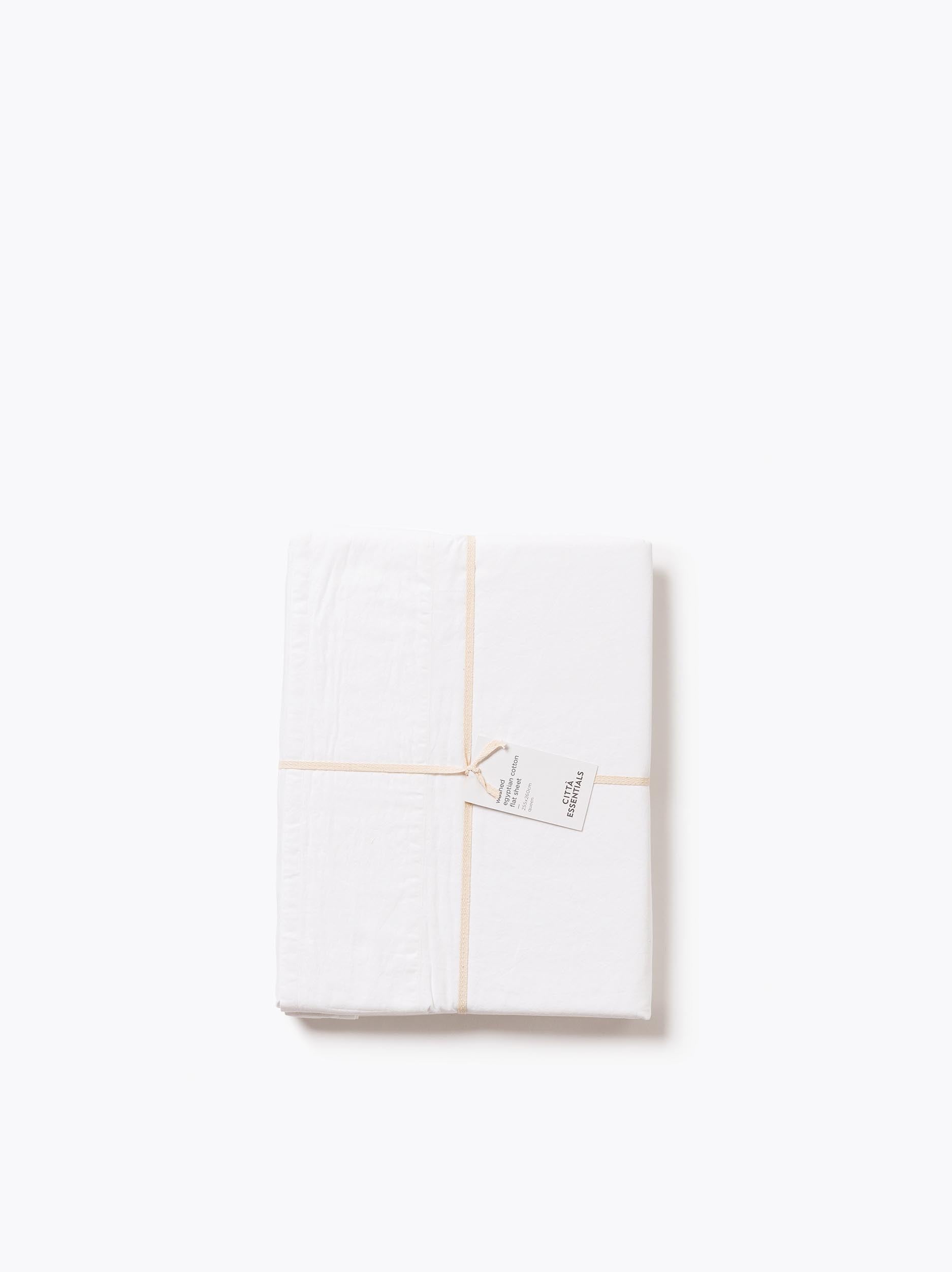 Washed Egyptian Cotton Flat Sheet White / Super King