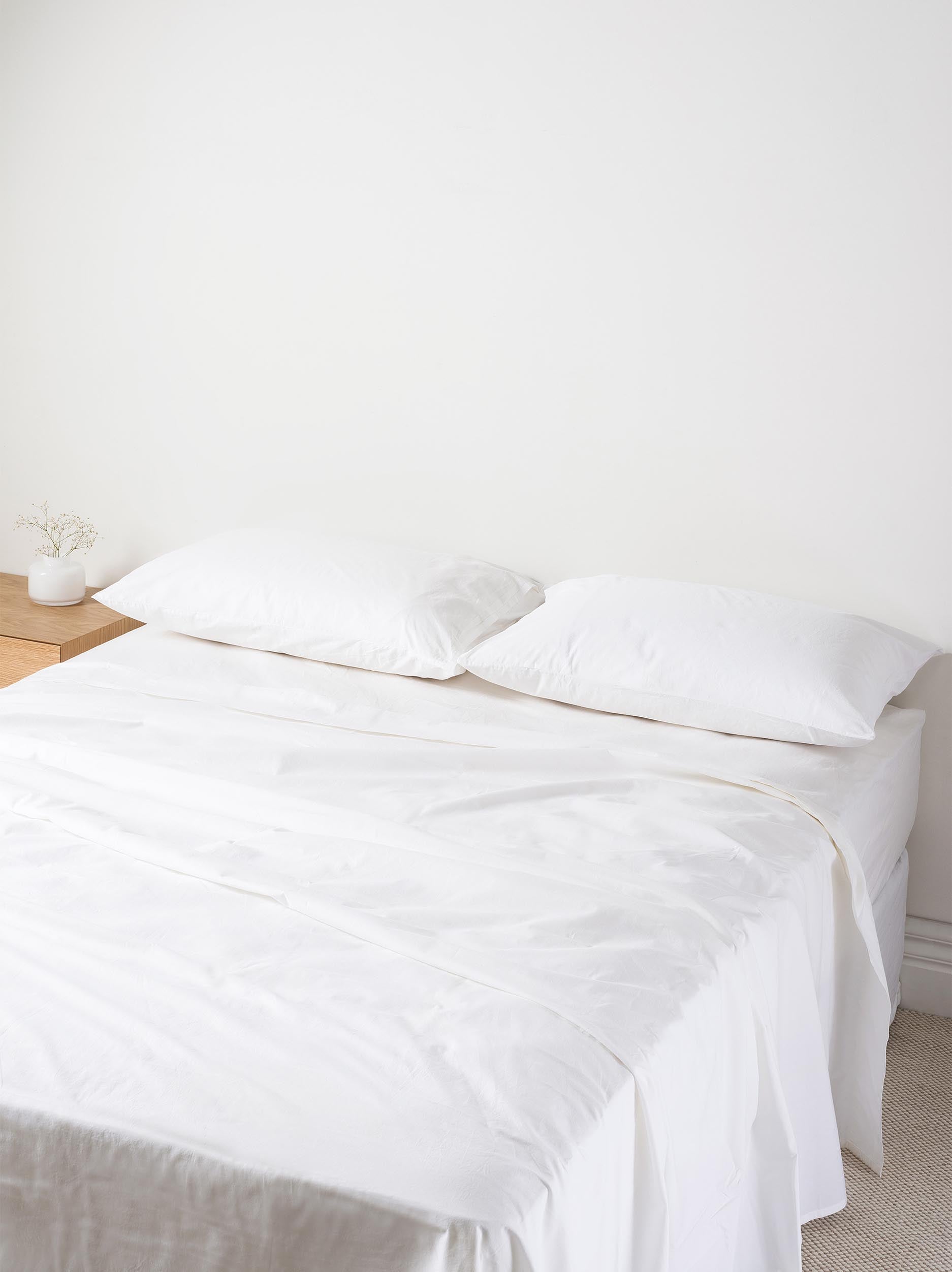 Washed Egyptian Cotton Pillowcase PR White / Pillowcase Pair