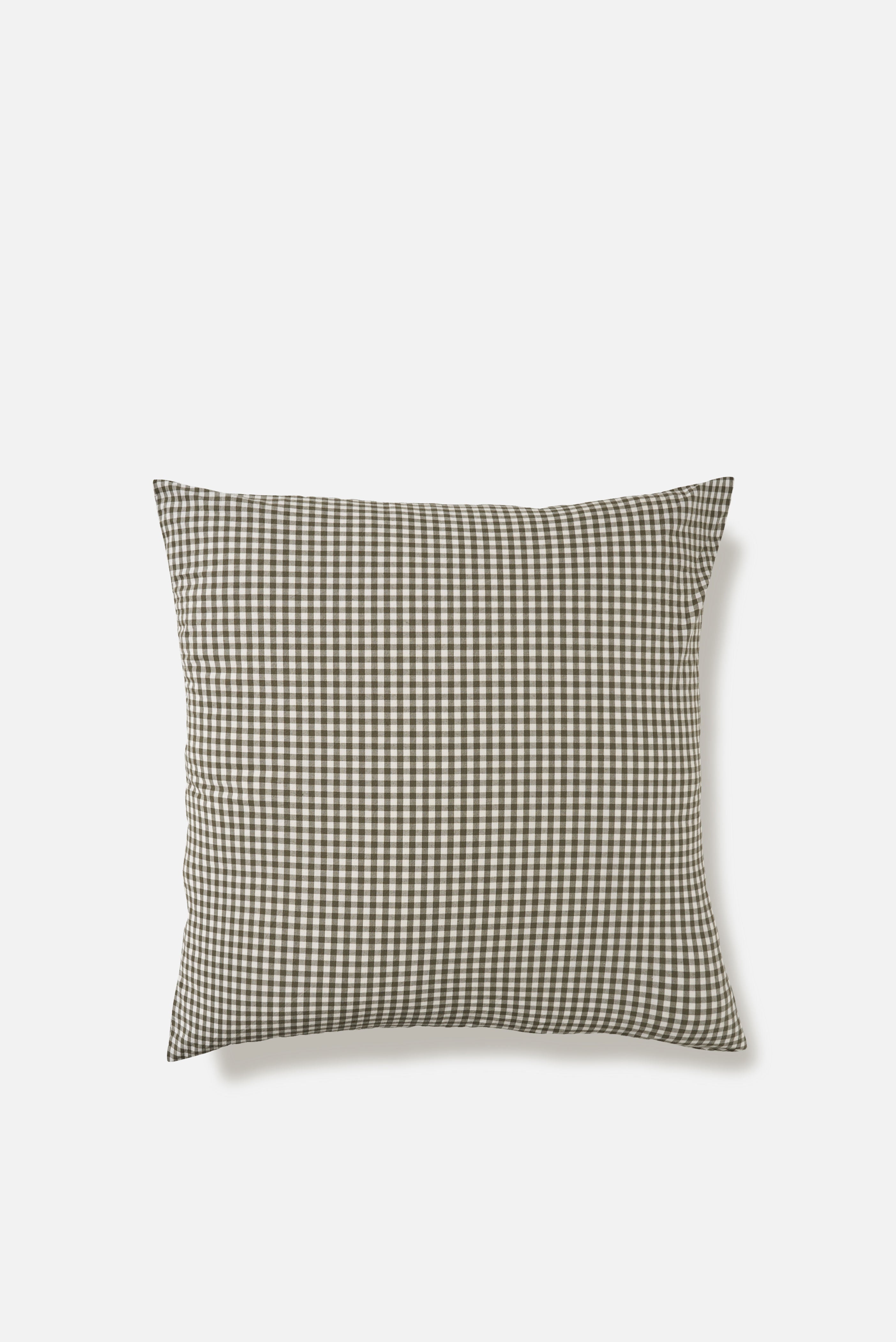 Gingham Organic Cotton Euro Pillowcase Olive / Euro Pillowcase