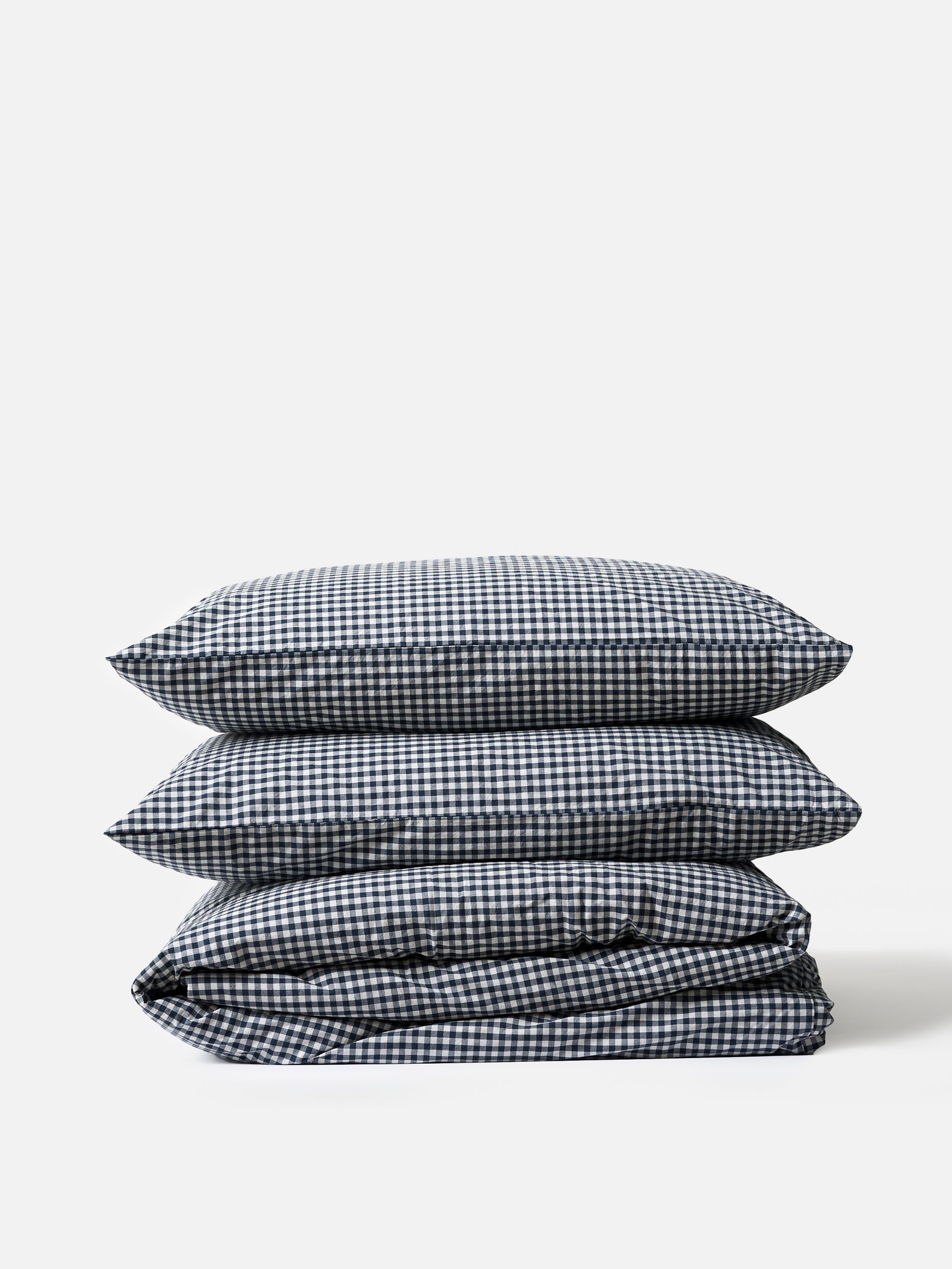 Gingham Organic Cotton Duvet Cover Navy / King Single/Double