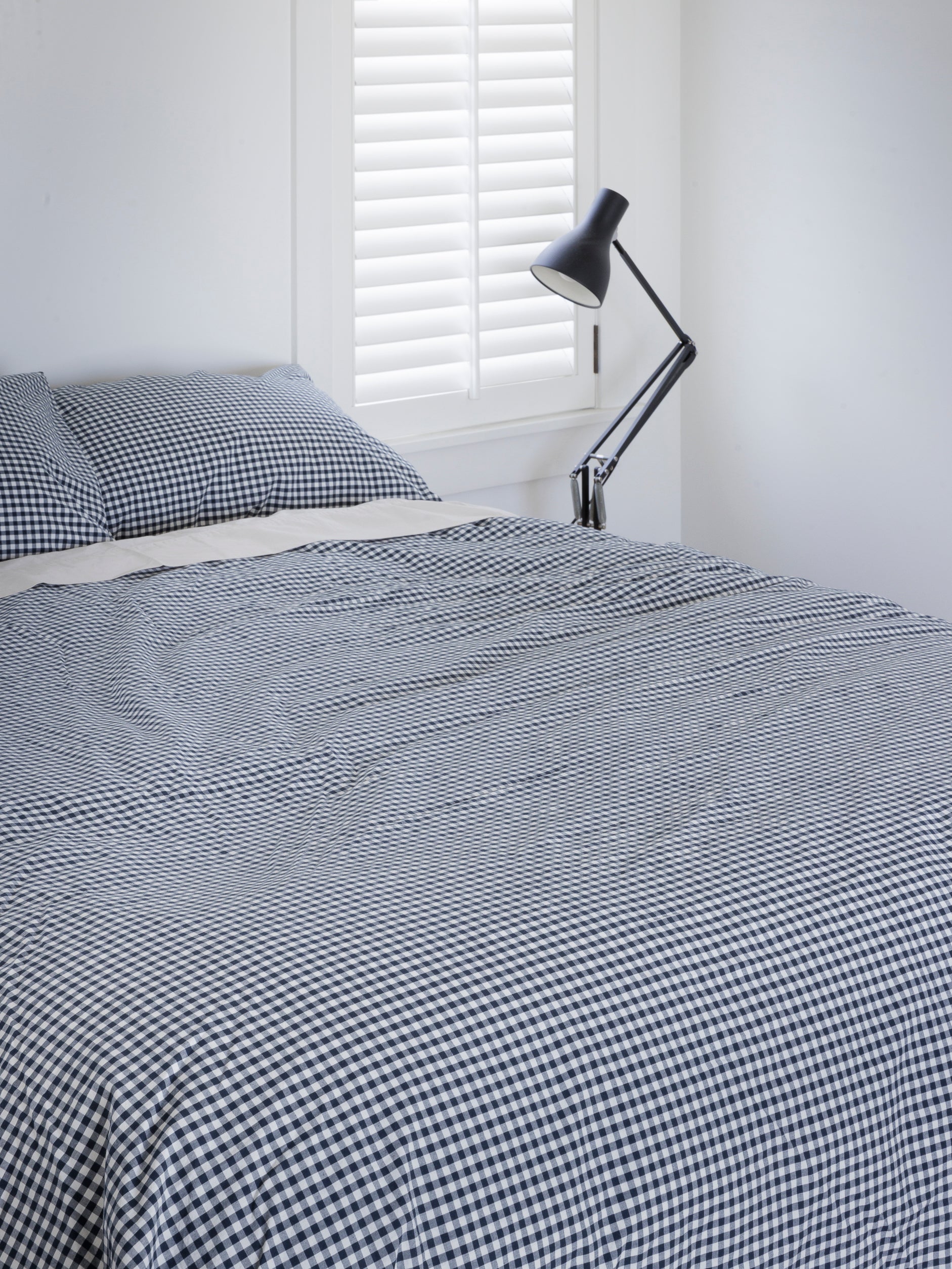 Gingham Organic Cotton Duvet Cover Navy / King