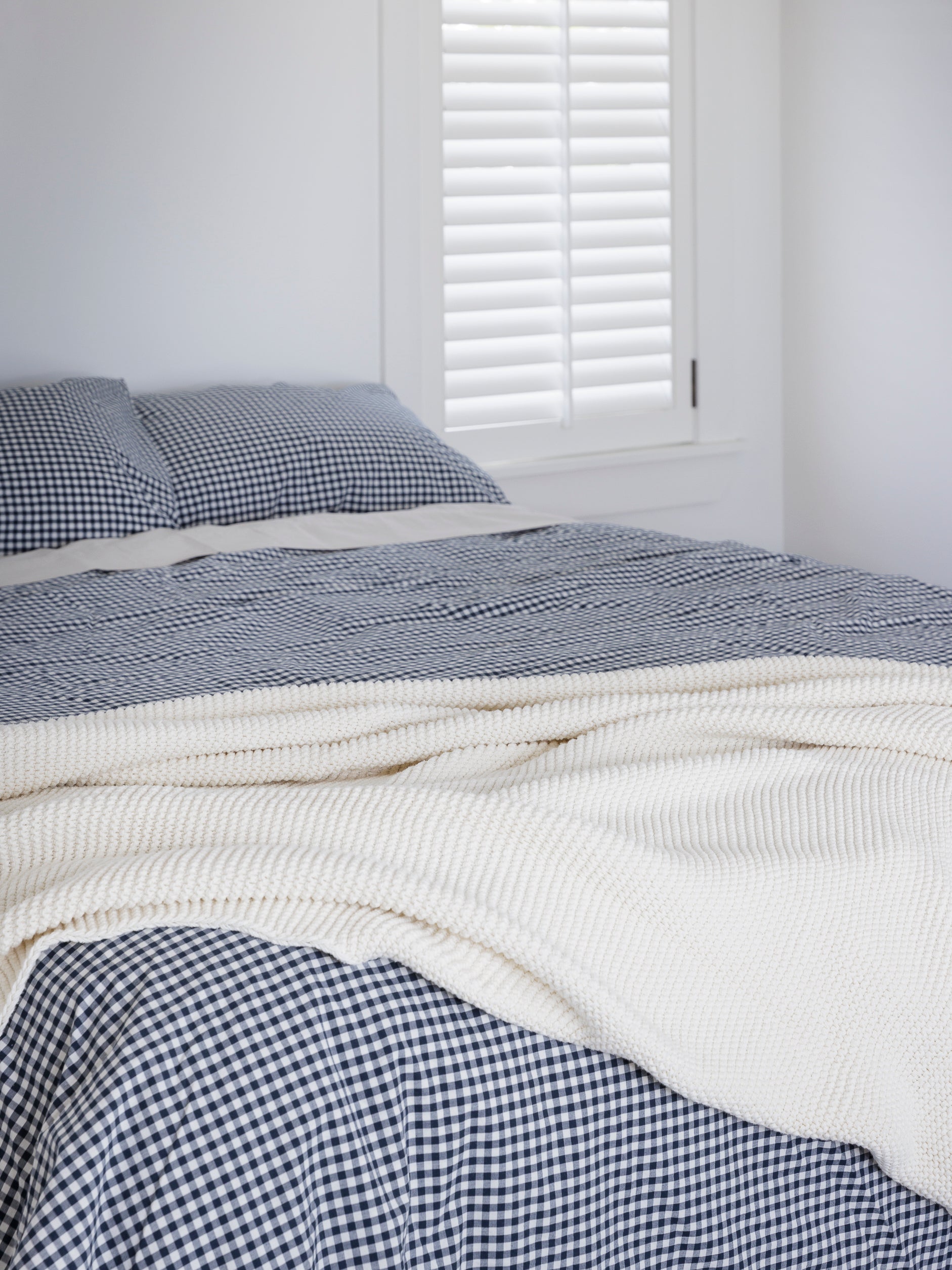 Gingham Organic Cotton Duvet Cover Navy / King