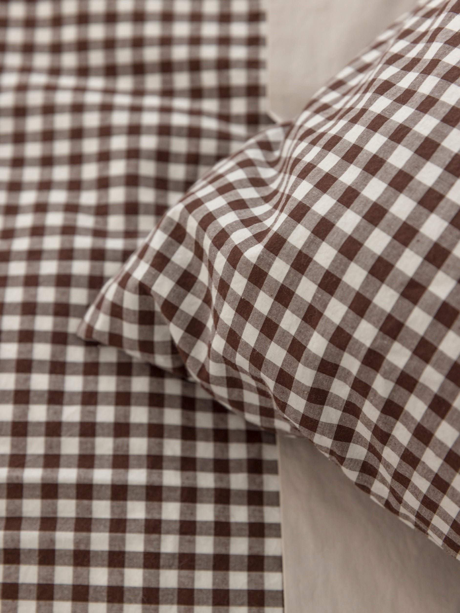 Gingham Organic Cotton Euro Pillowcase Cocoa / European Pillowcase