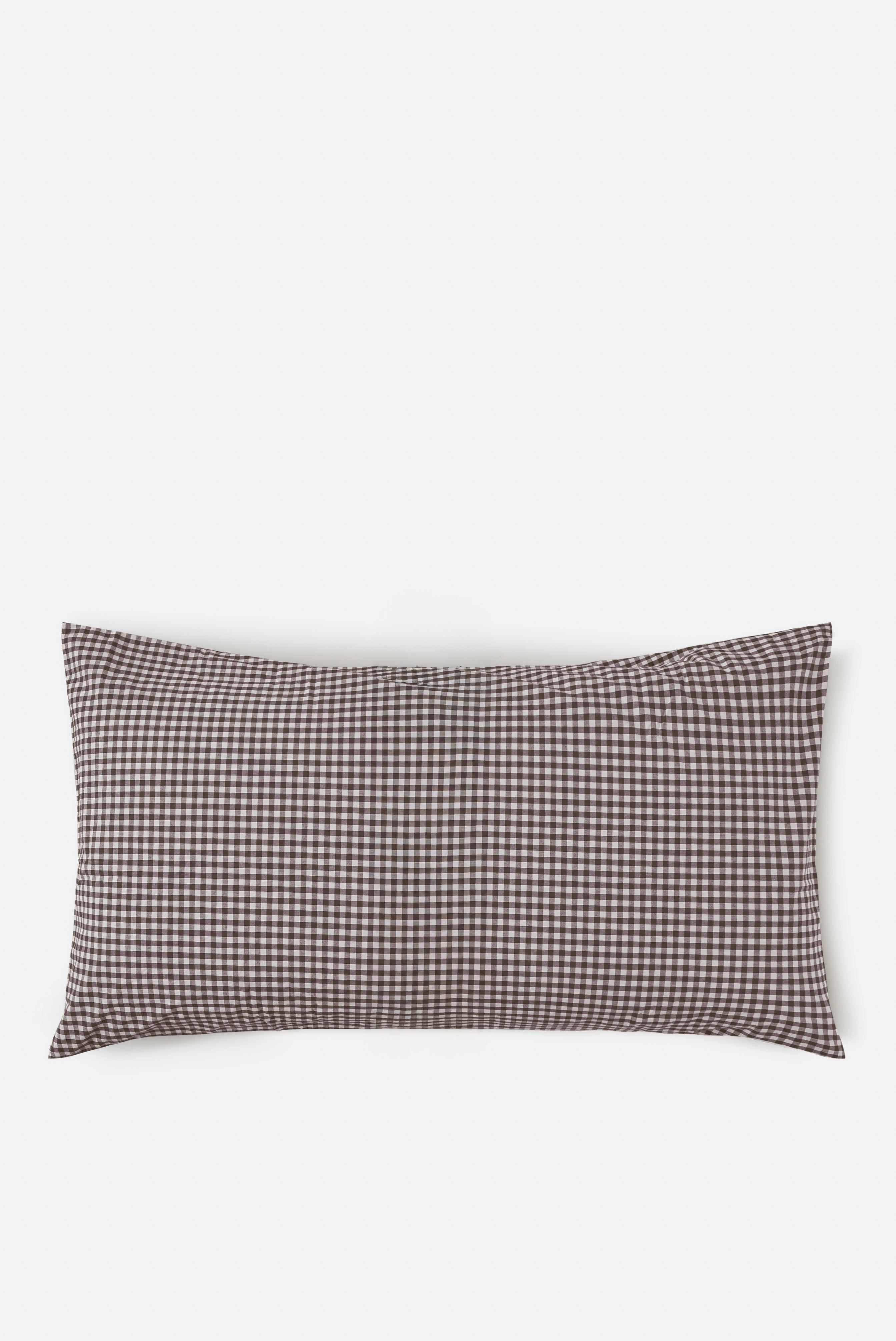 Gingham Organic Cotton King Pillowcase Pair Cocoa / King Pillowcase Pair