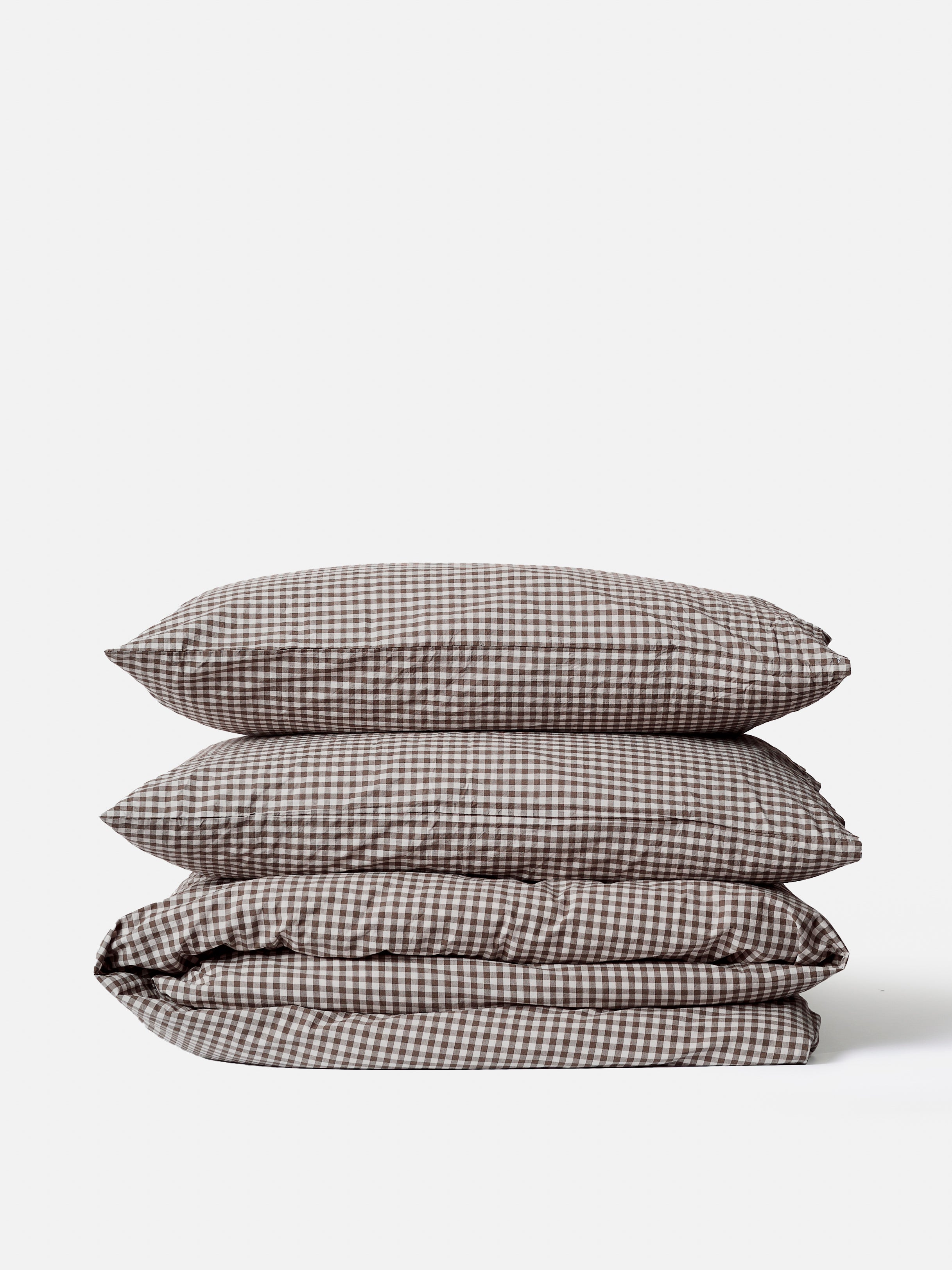 Gingham Organic Cotton Duvet Cover Cocoa / King Single/Double