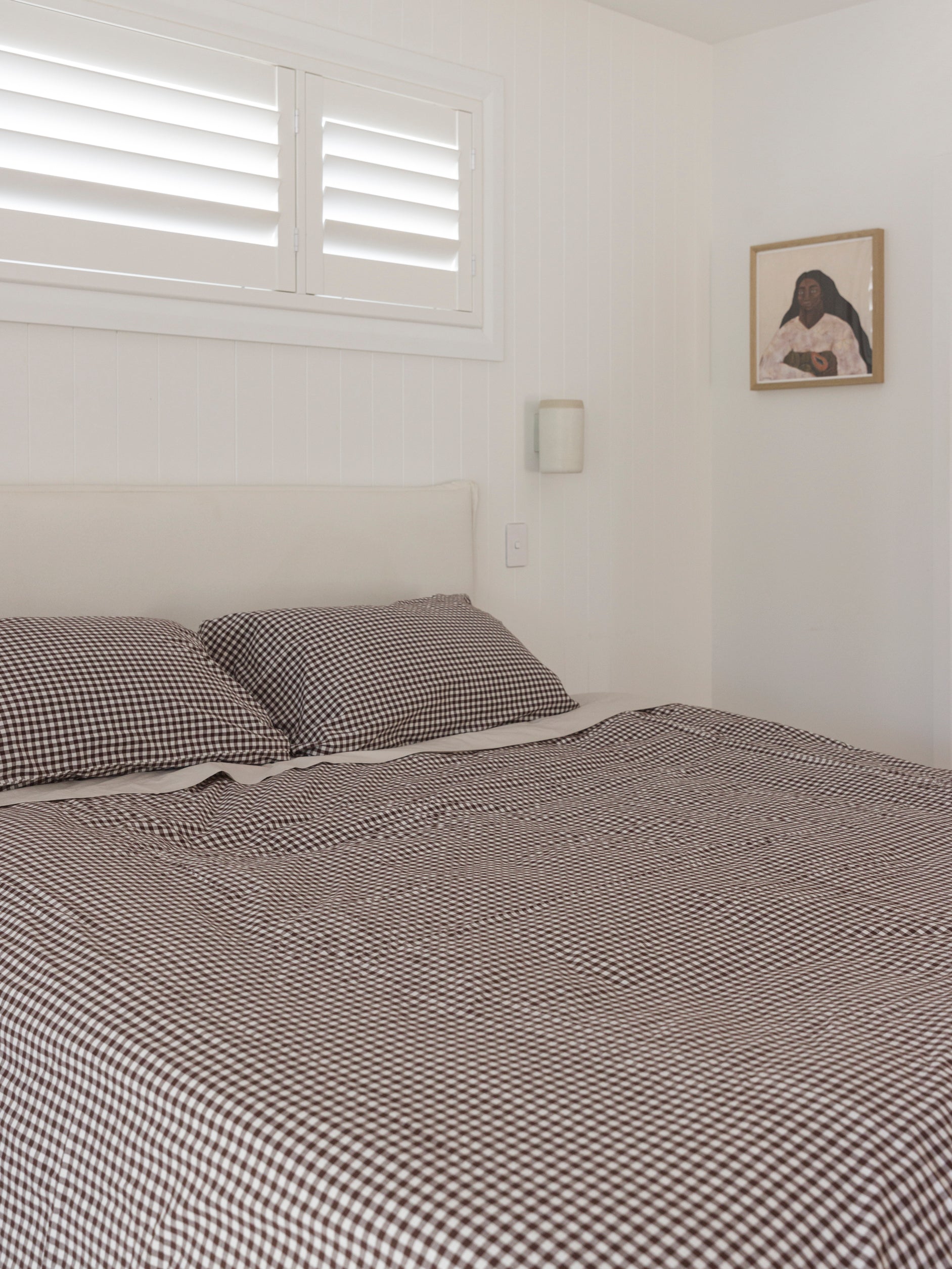 Gingham Organic Cotton Duvet Cover Cocoa / King Single/Double