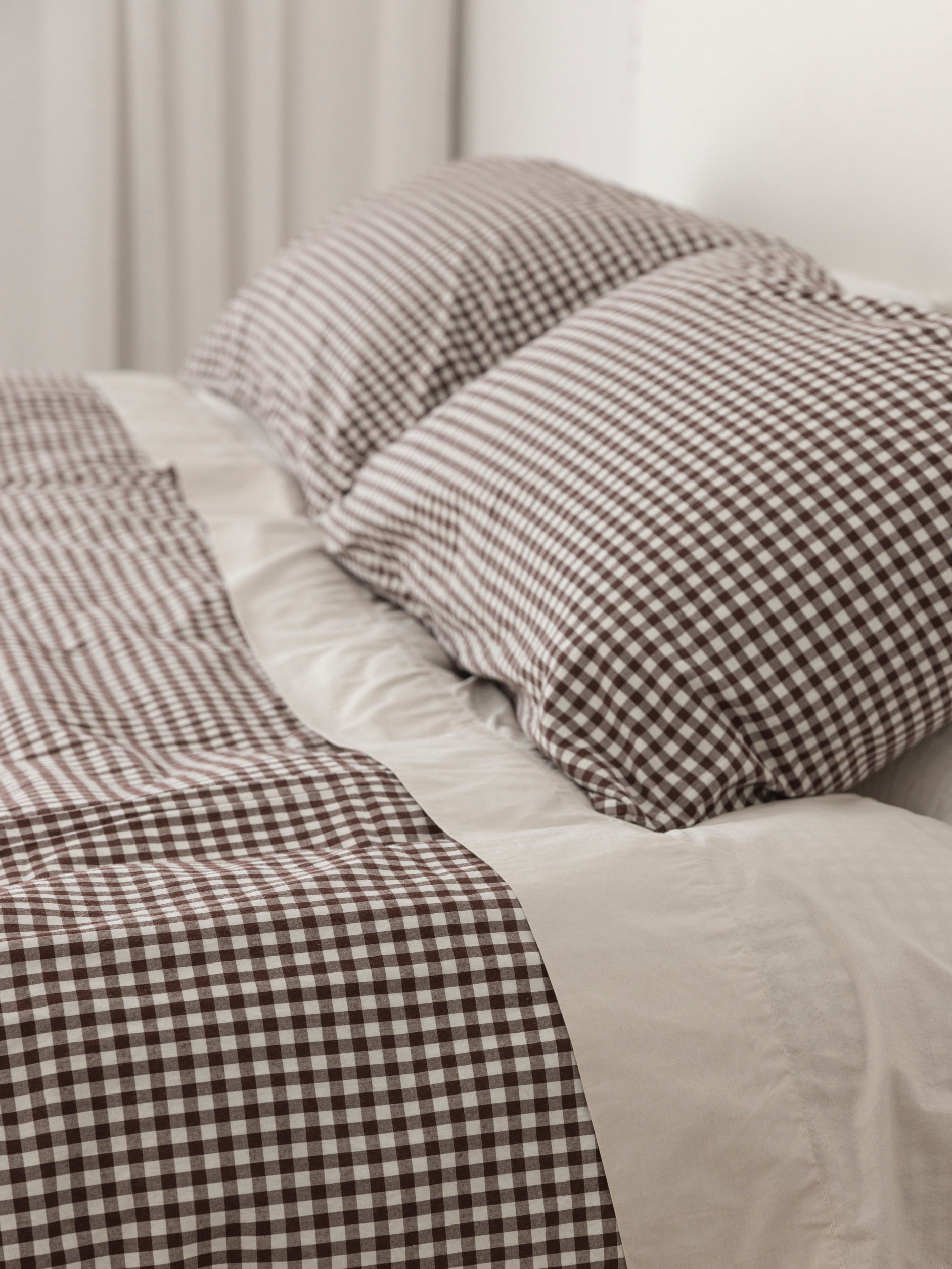 Gingham Organic Cotton Duvet Cover Cocoa / King