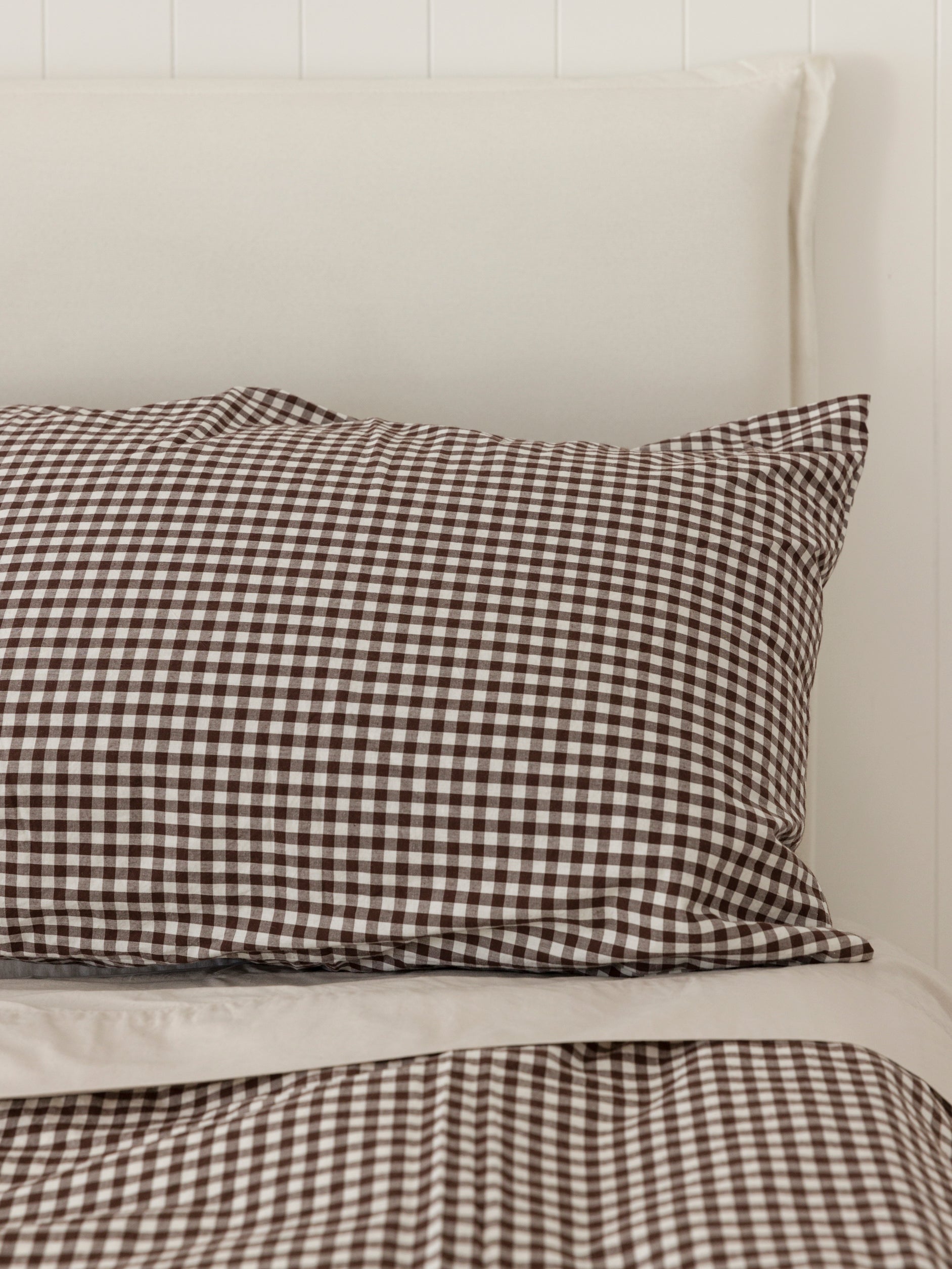 Gingham Organic Cotton Lodge Pillowcase Pair Cocoa / Lodge Pillowcase Pair