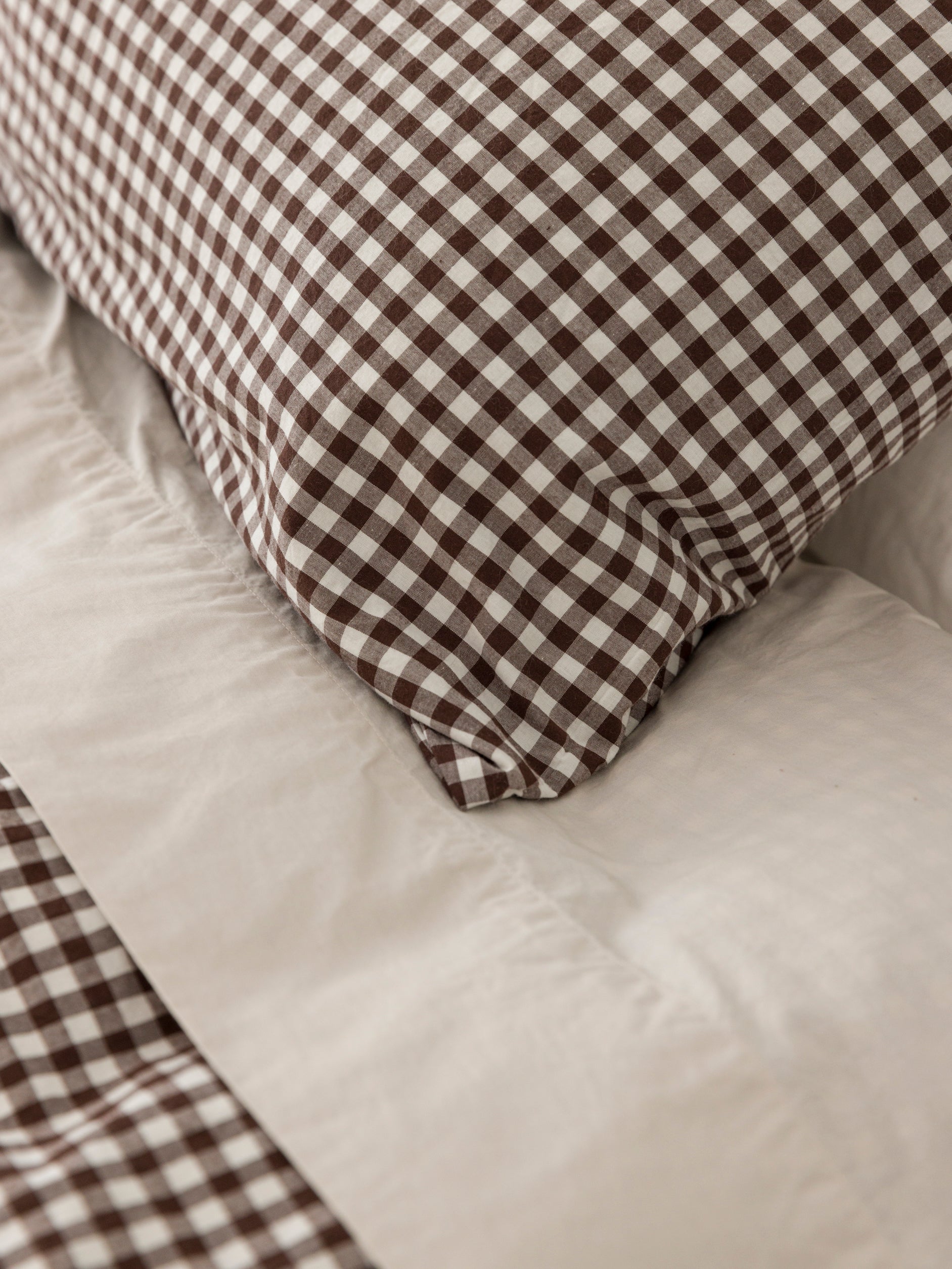Gingham Organic Cotton Lodge Pillowcase Pair Cocoa / Lodge Pillowcase Pair
