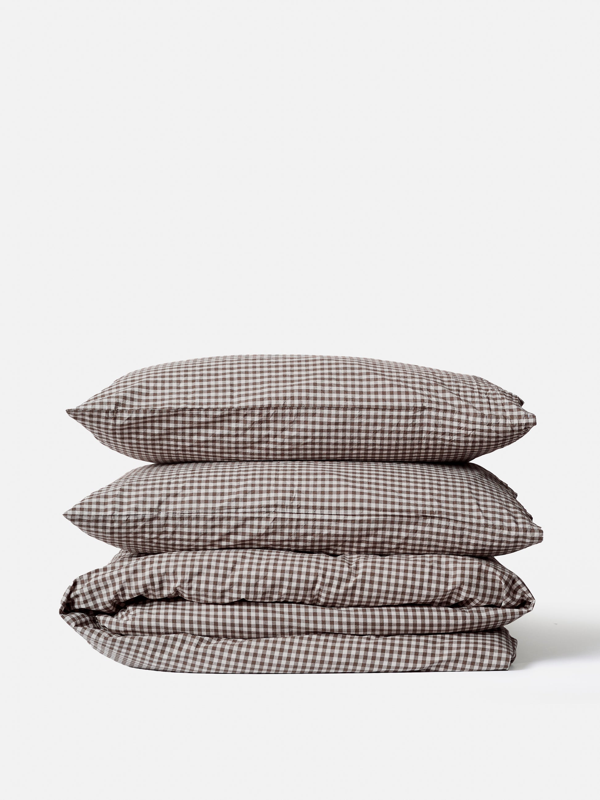 Gingham Organic Cotton Duvet Cover Cocoa / Queen