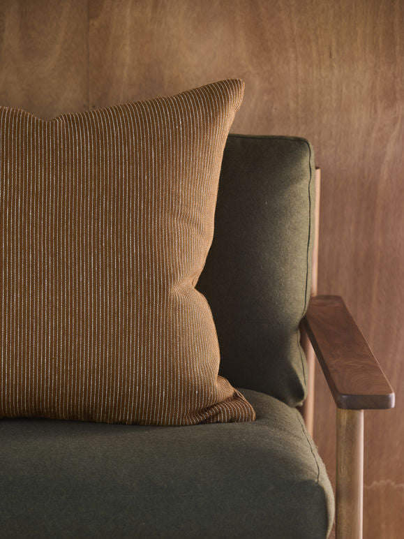Fine Striped Linen Cushion Cover Orange Peel / 55x55cm