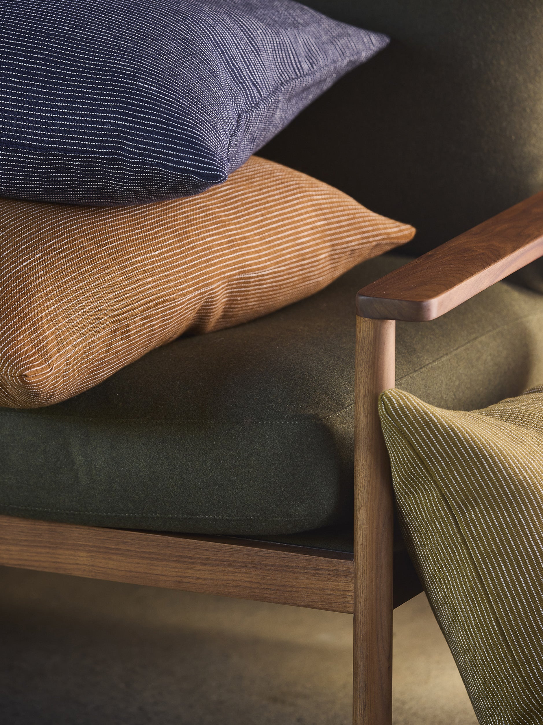 Fine Striped Linen Cushion Cover Night / 55x55cm