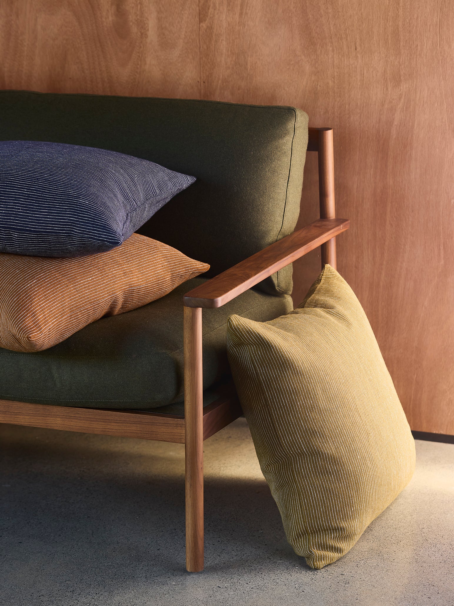 Fine Striped Linen Cushion Cover Caper / 55x55cm