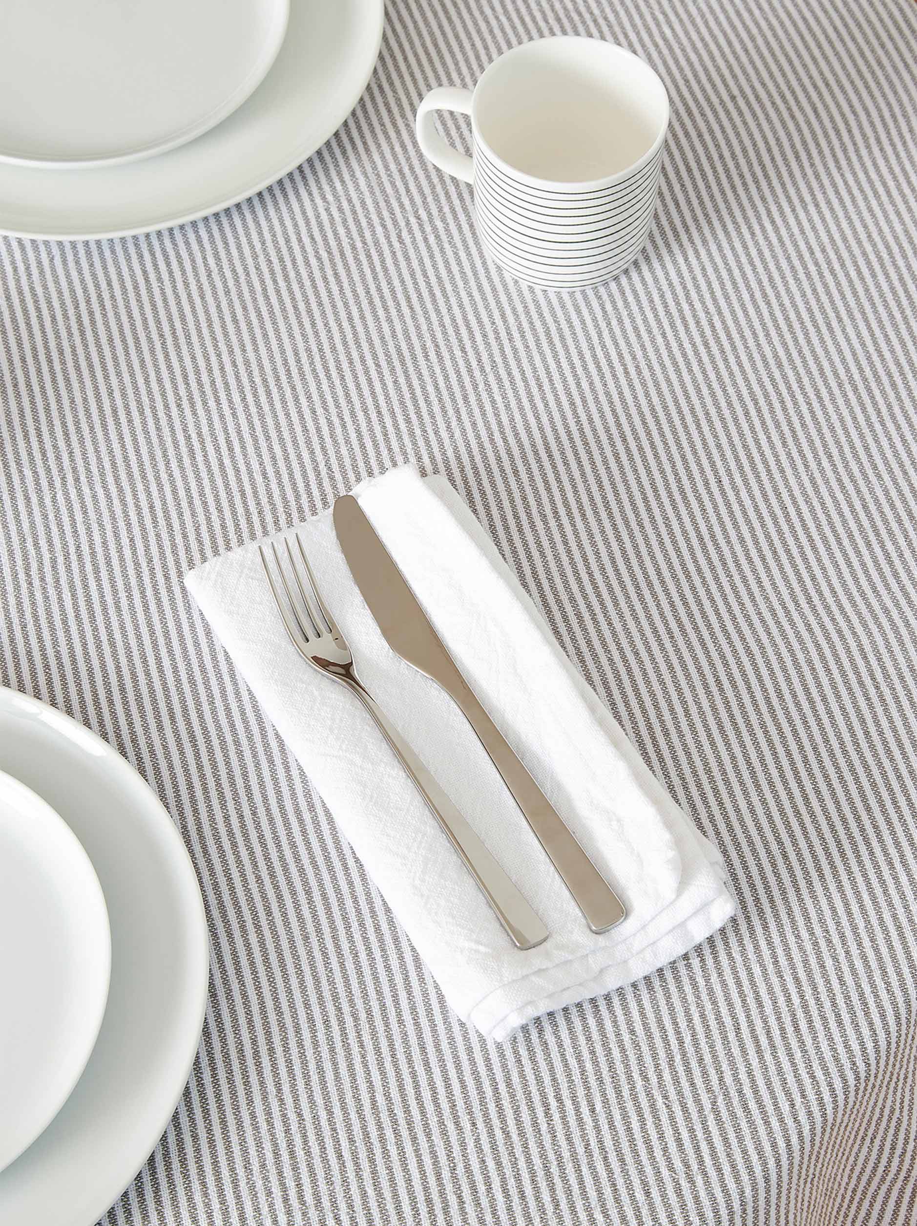 Stripe Washed Cotton Tablecloth Grey / 180x280cm
