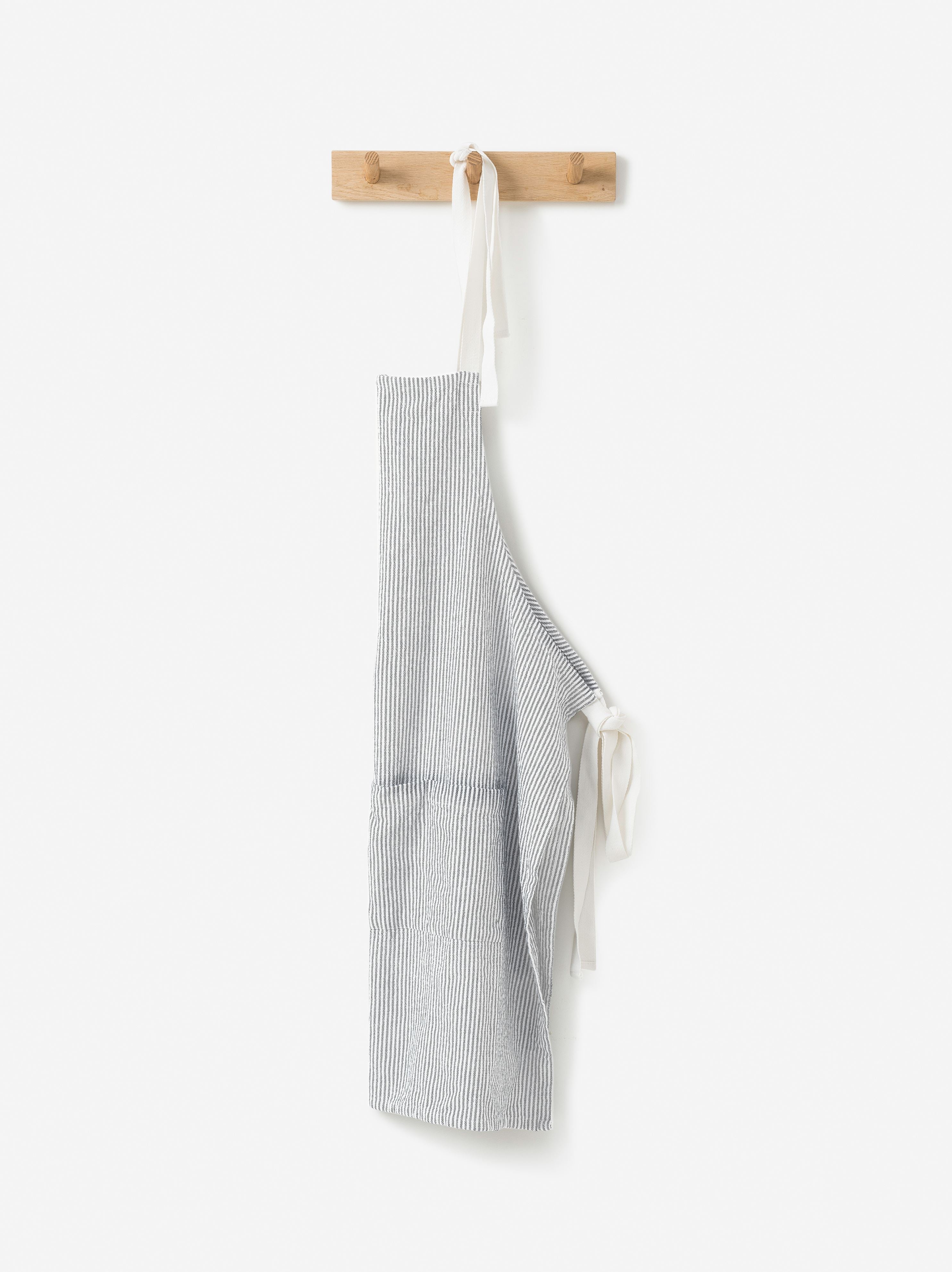 Stripe Washed Cotton Apron Grey / 70x90cm