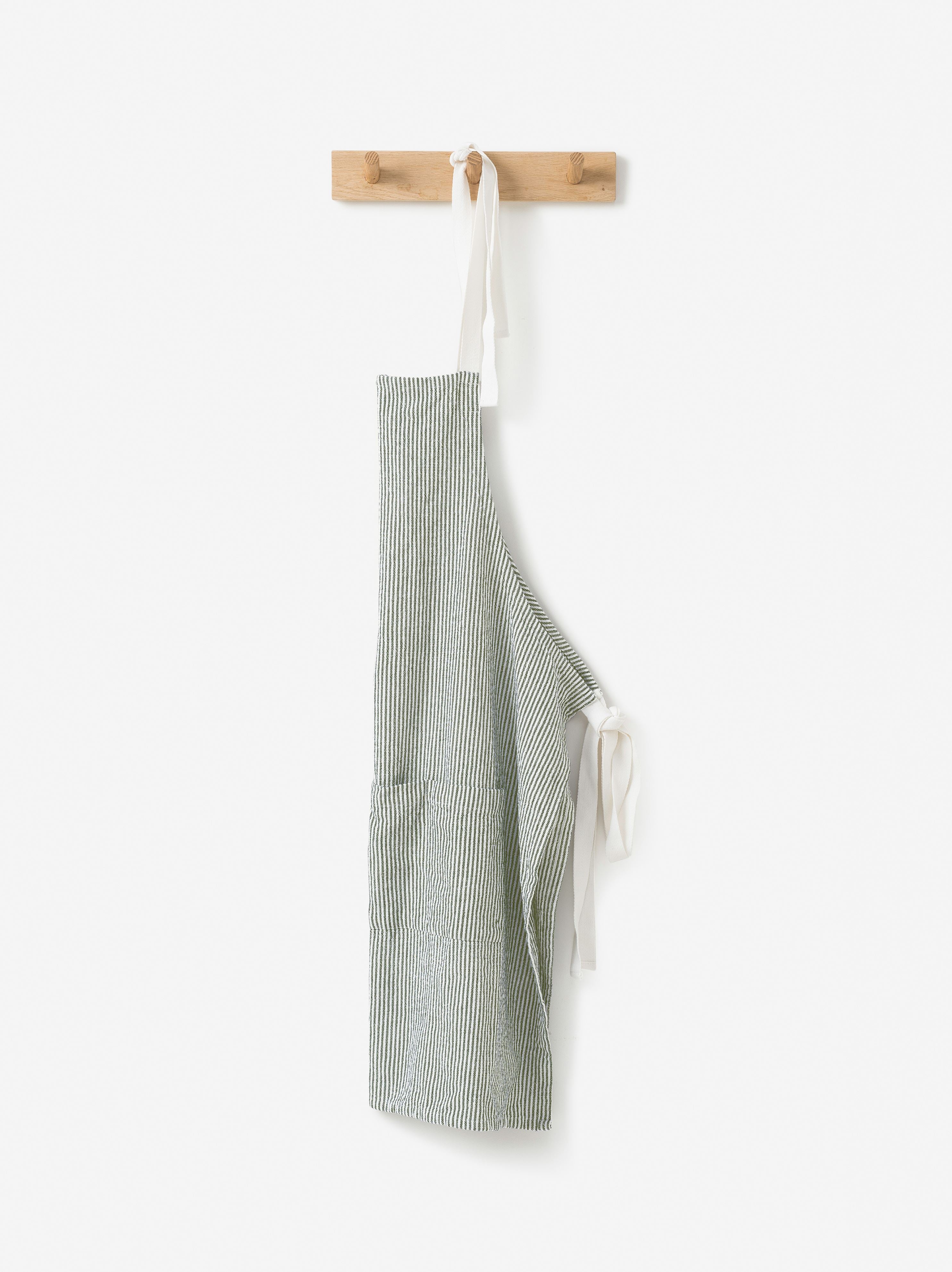 Stripe Washed Cotton Apron Olive / 70x90cm