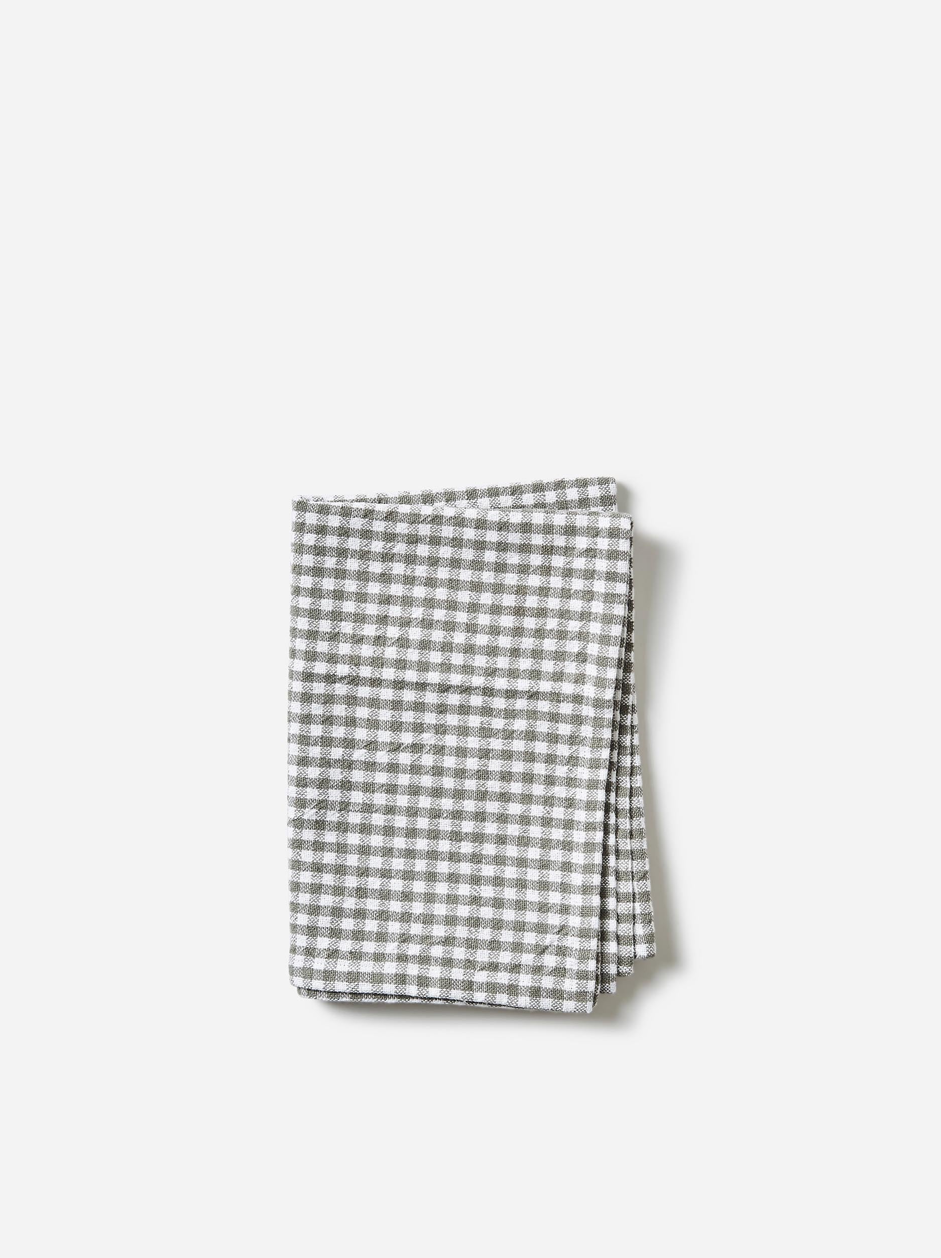 Gingham Washed Cotton Tea Towel Grey / 50x70cm