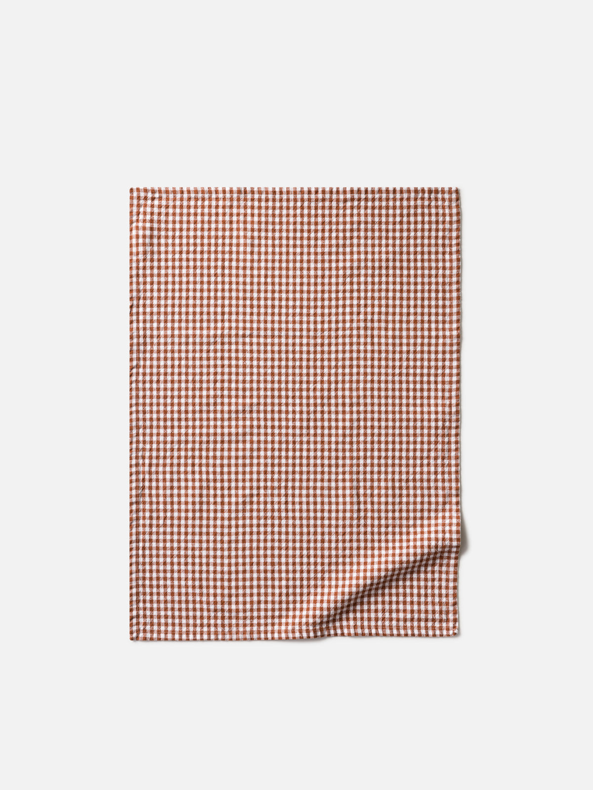 Gingham Washed Cotton Tea Towel Brick / 50x70cm