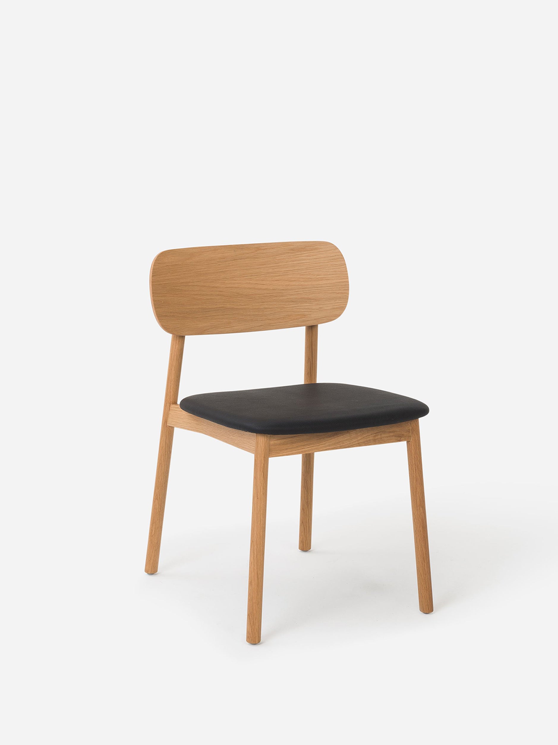 Radial Dining Chair w/Leather Seat Oak/Black / 75cmh