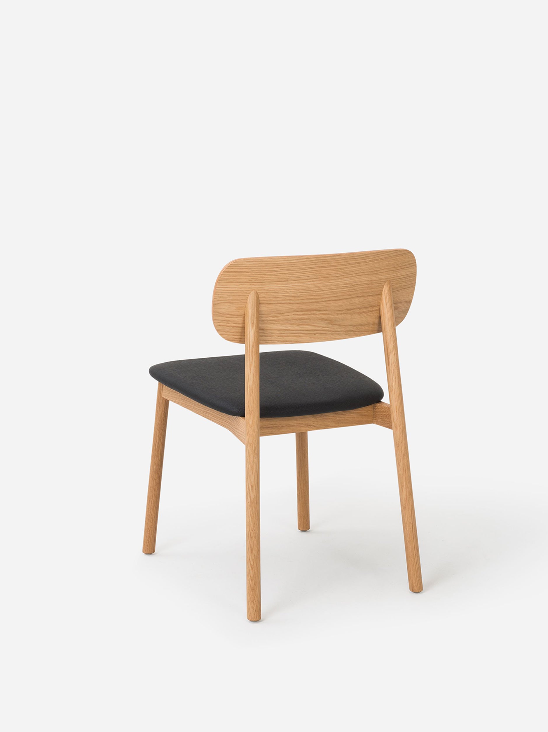 Radial Dining Chair w/Leather Seat Oak/Black / 75cmh