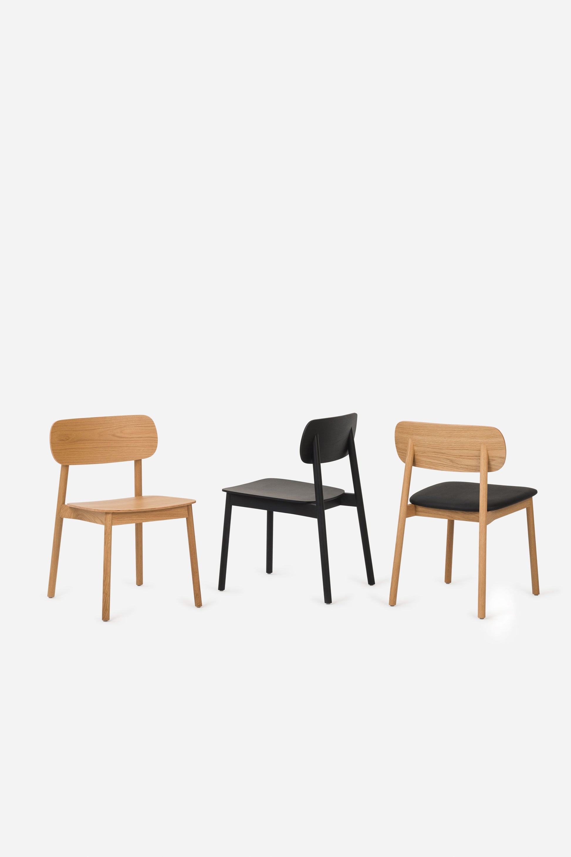 Radial Dining Chair w/Leather Seat Oak/Black / 75cmh