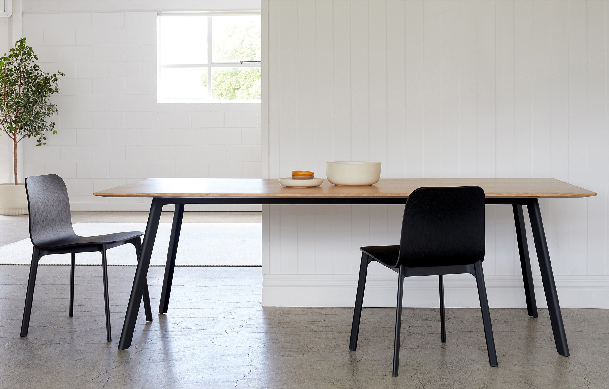 Assembly Dining Table Oak/Black / 2.2m