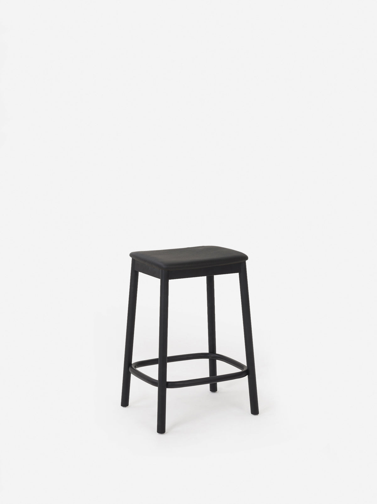 Radial Stool w/Leather Seat Black / 68cmh