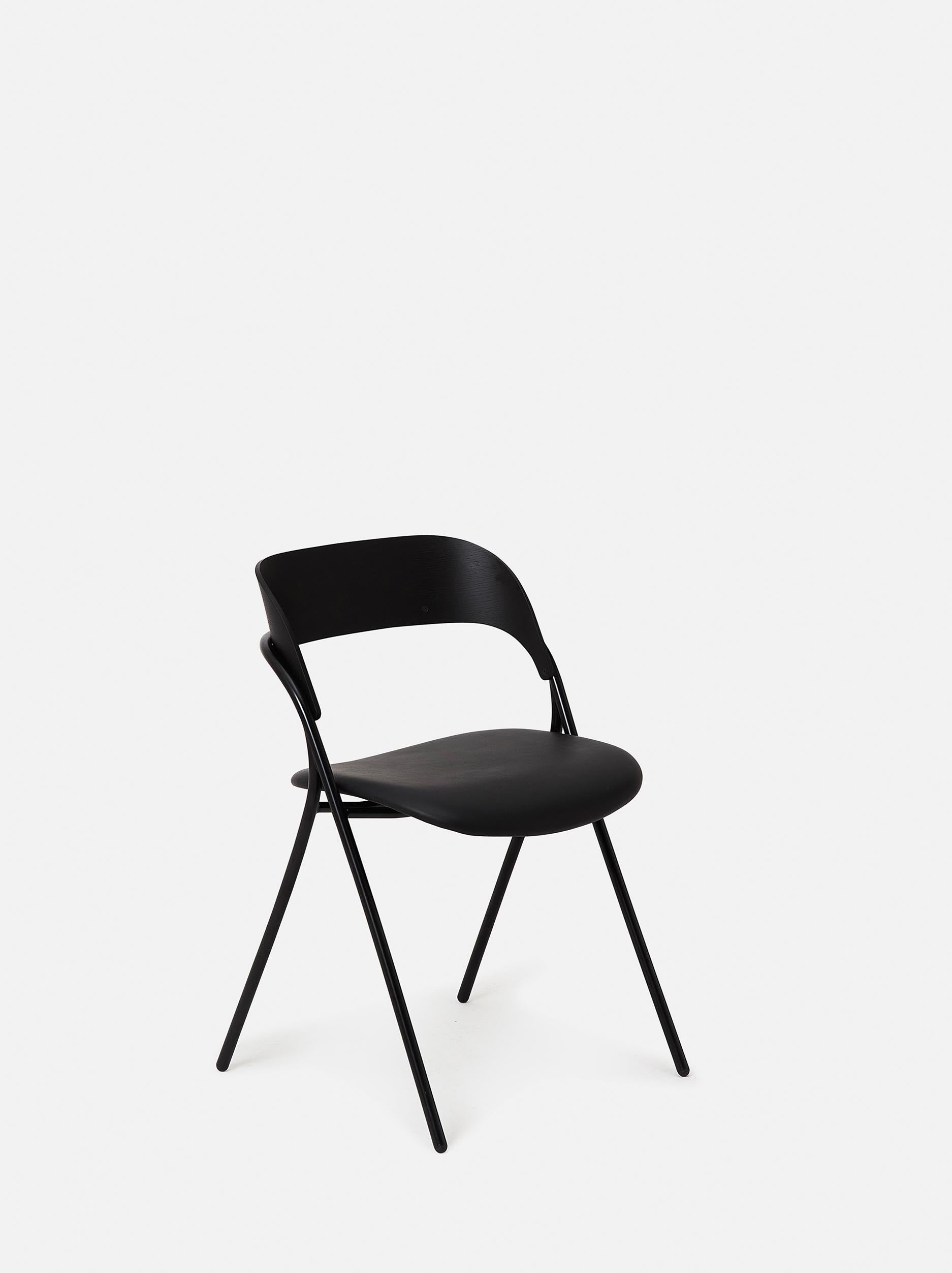 Trace Dining Chair w/ Leather Seat Black / One Size
