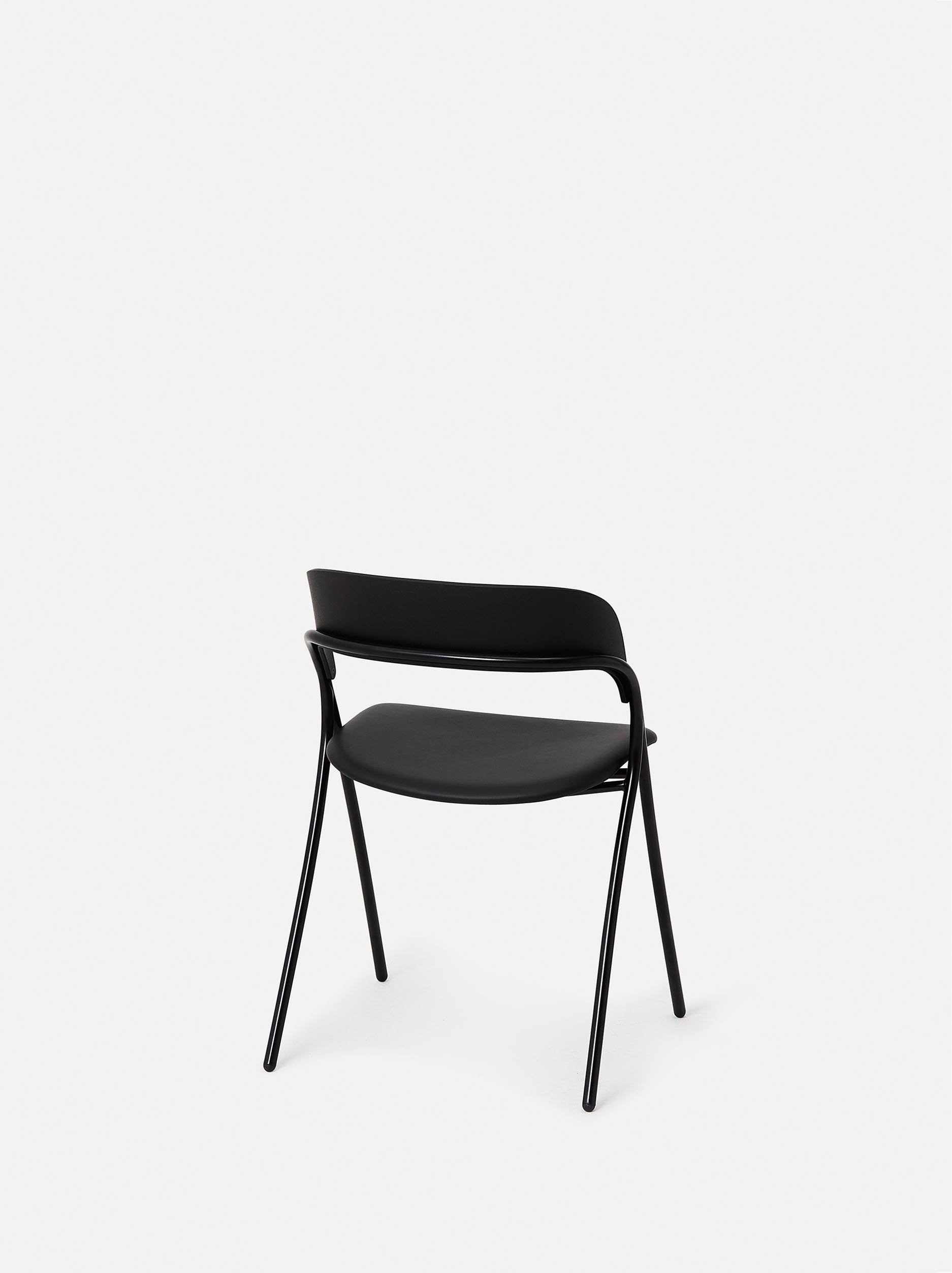 Trace Dining Chair w/ Leather Seat Black / One Size