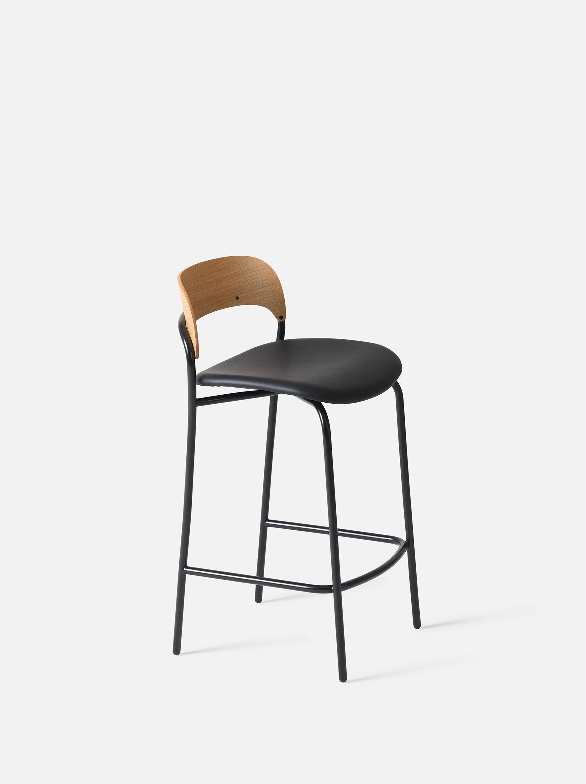Trace Stool w/Leather Seat Oak/Black / One Size