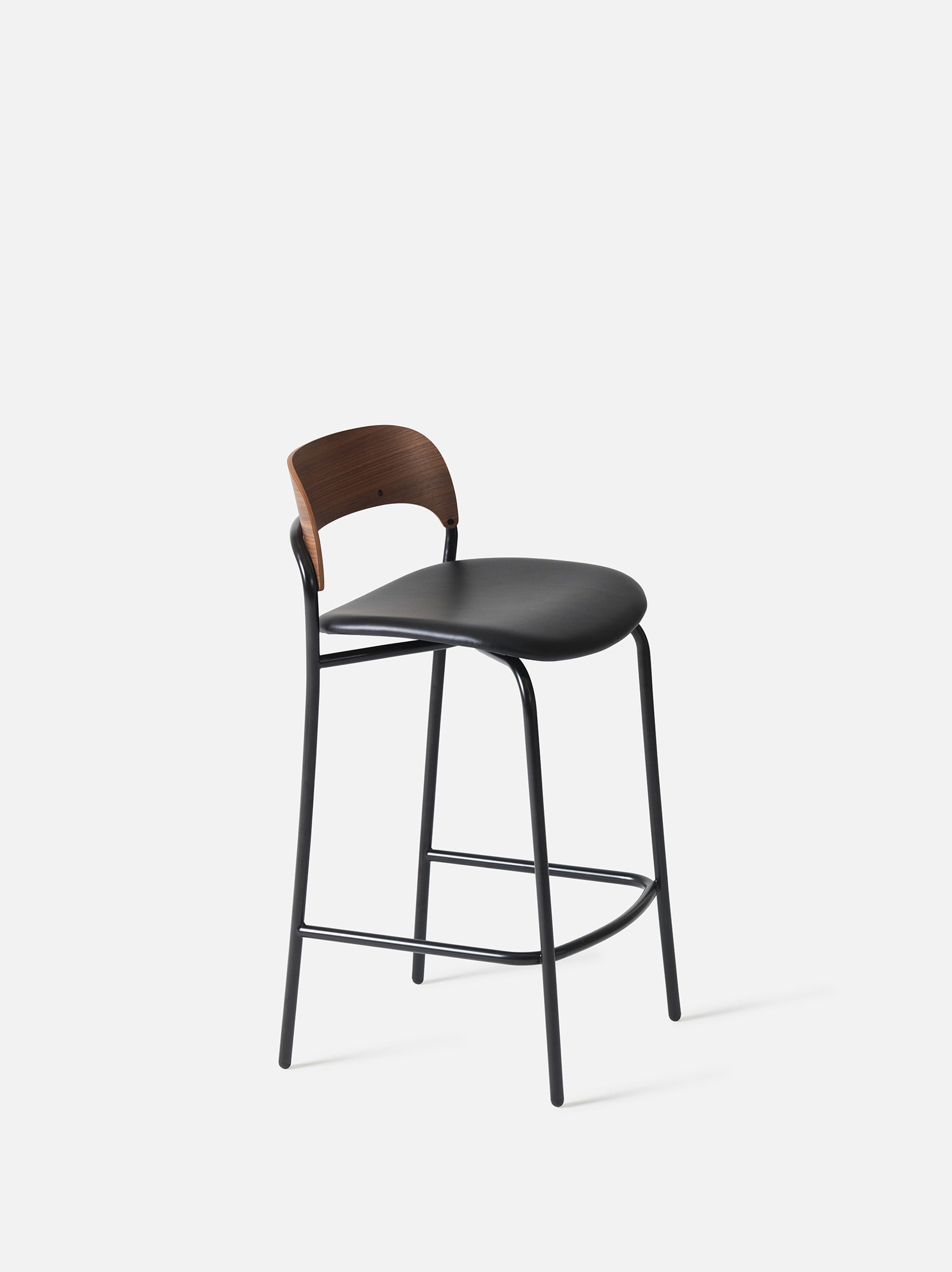 Trace Stool w/Leather Seat Walnut/Black / One Size