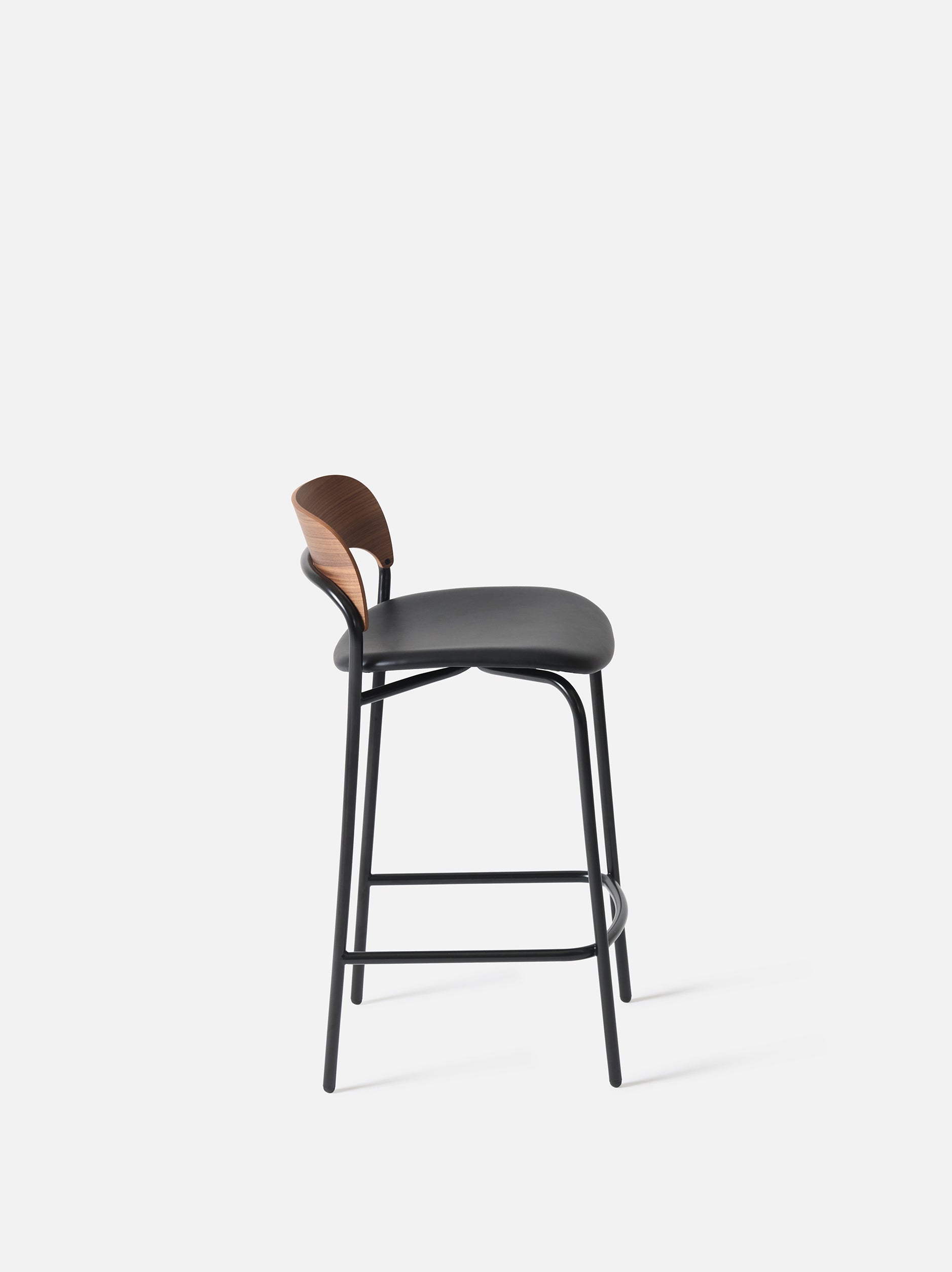 Trace Stool w/Leather Seat Walnut/Black / One Size