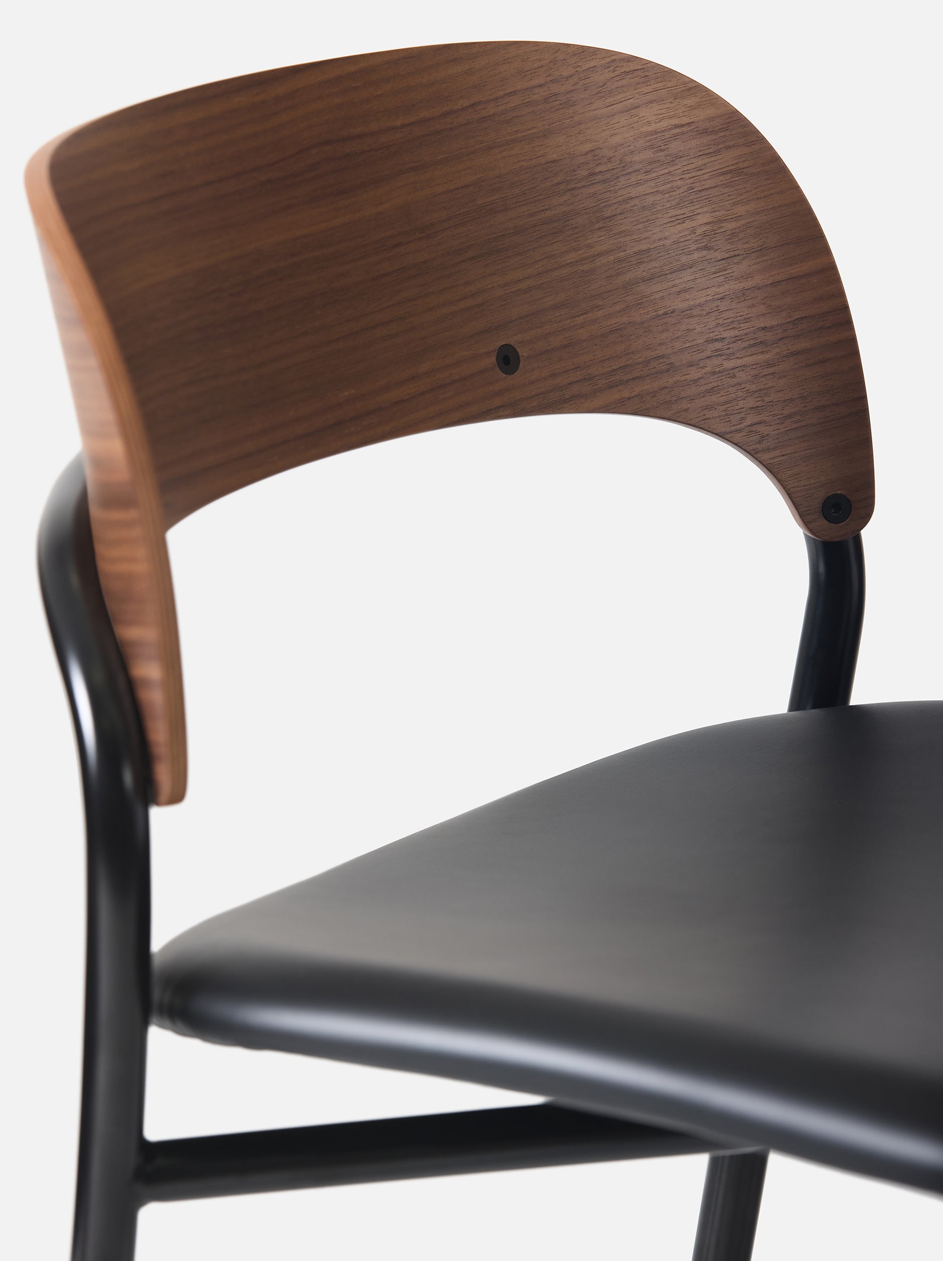 Trace Stool w/Leather Seat Walnut/Black / One Size