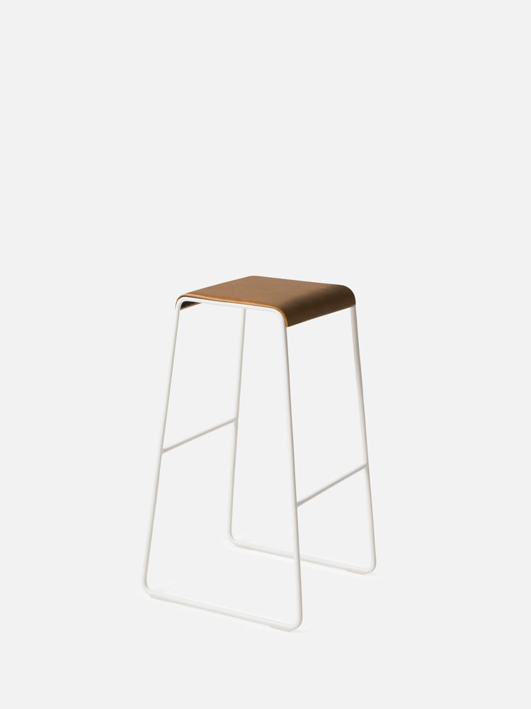 S2 Barstool White/Tan Leather / Large