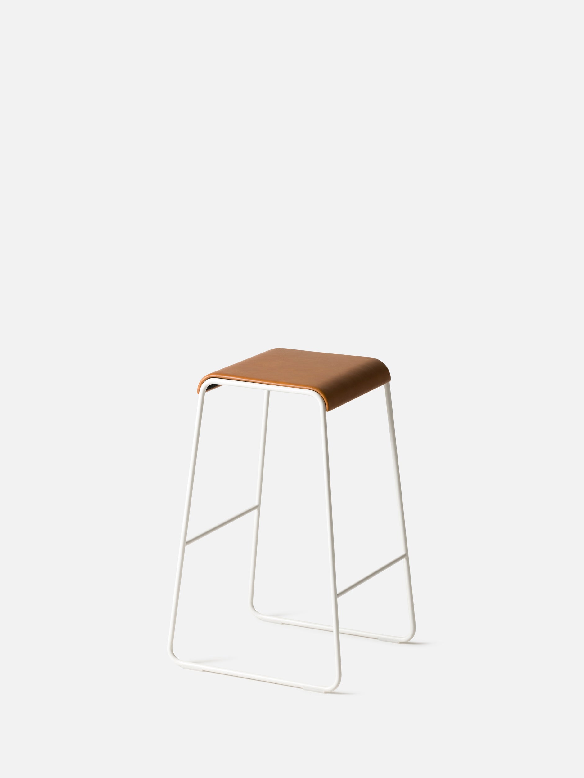 S2 Stool White/Tan Leather / Medium