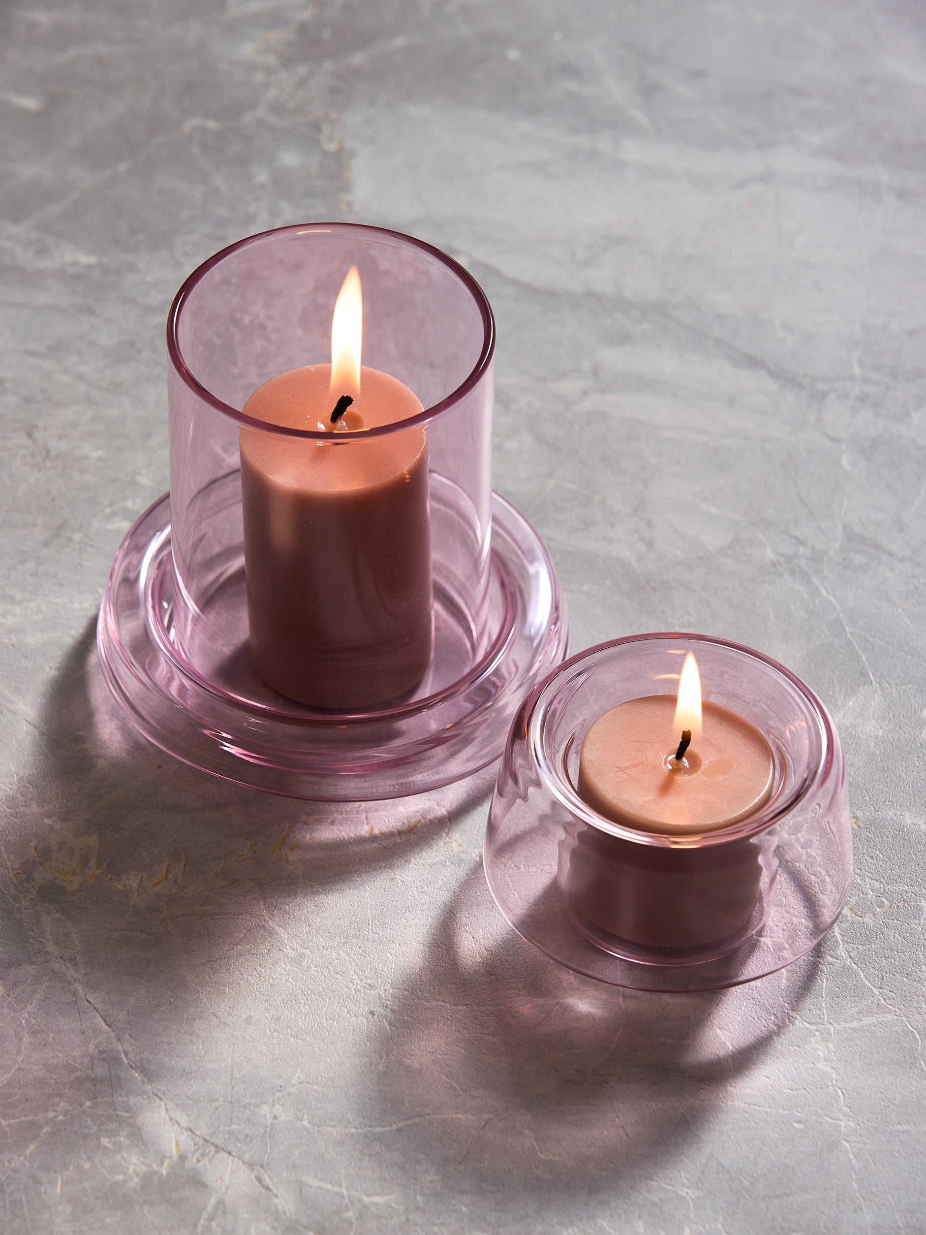 Pillar Candle Set/4 Rose / Medium